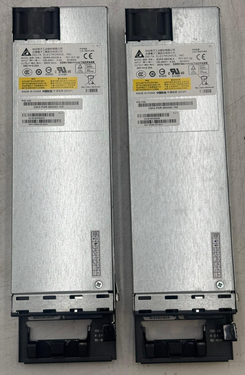 Lot of 2 Delta Electronics EDPS-350CB A 350W Power Supply C3KX-PWR-350WAC V03