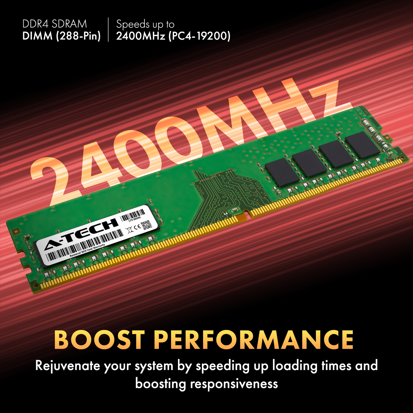 A-Tech 4GB PC4-19200 Desktop DDR4 2400 MHz Non ECC 288-Pin DIMM Memory RAM 1x 4G