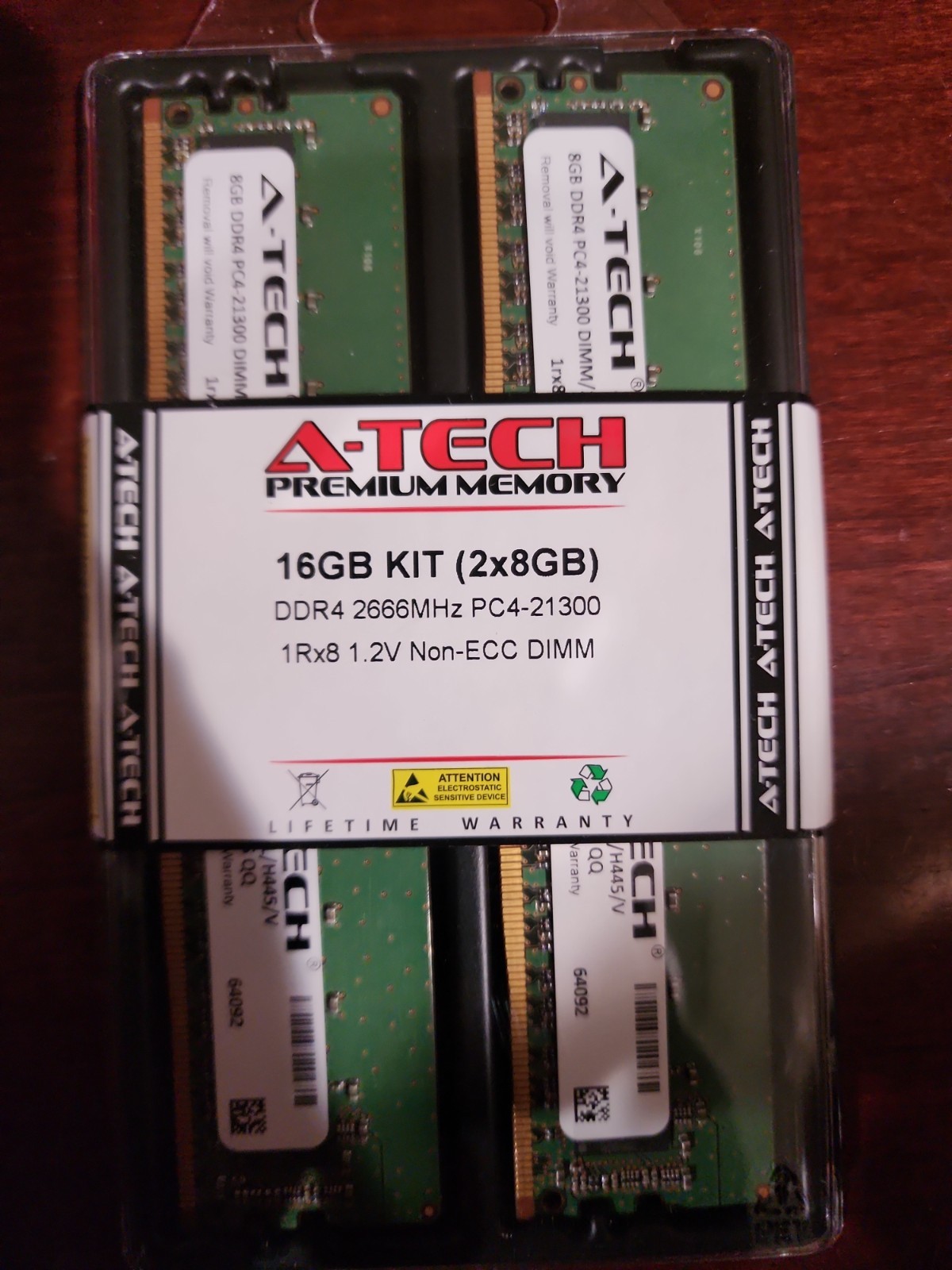 A-Tech 16GB (2x8GB) DDR4 2666 MHz UDIMM Kit (2 x 8GB), Multicolor