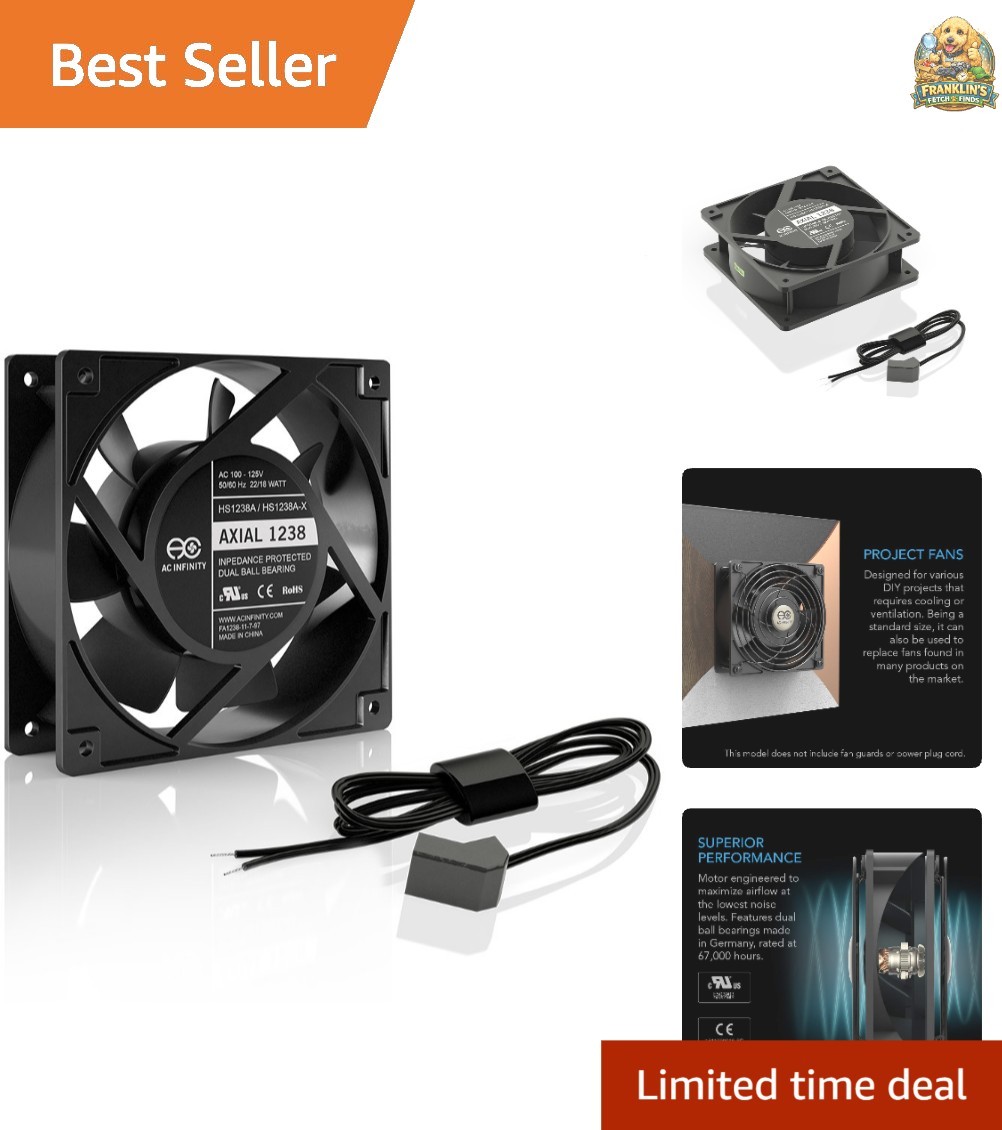 AXIAL 1238W, Muffin Fan, 120V AC 120mm x 38mm High Speed, for DIY Cooling Ven…