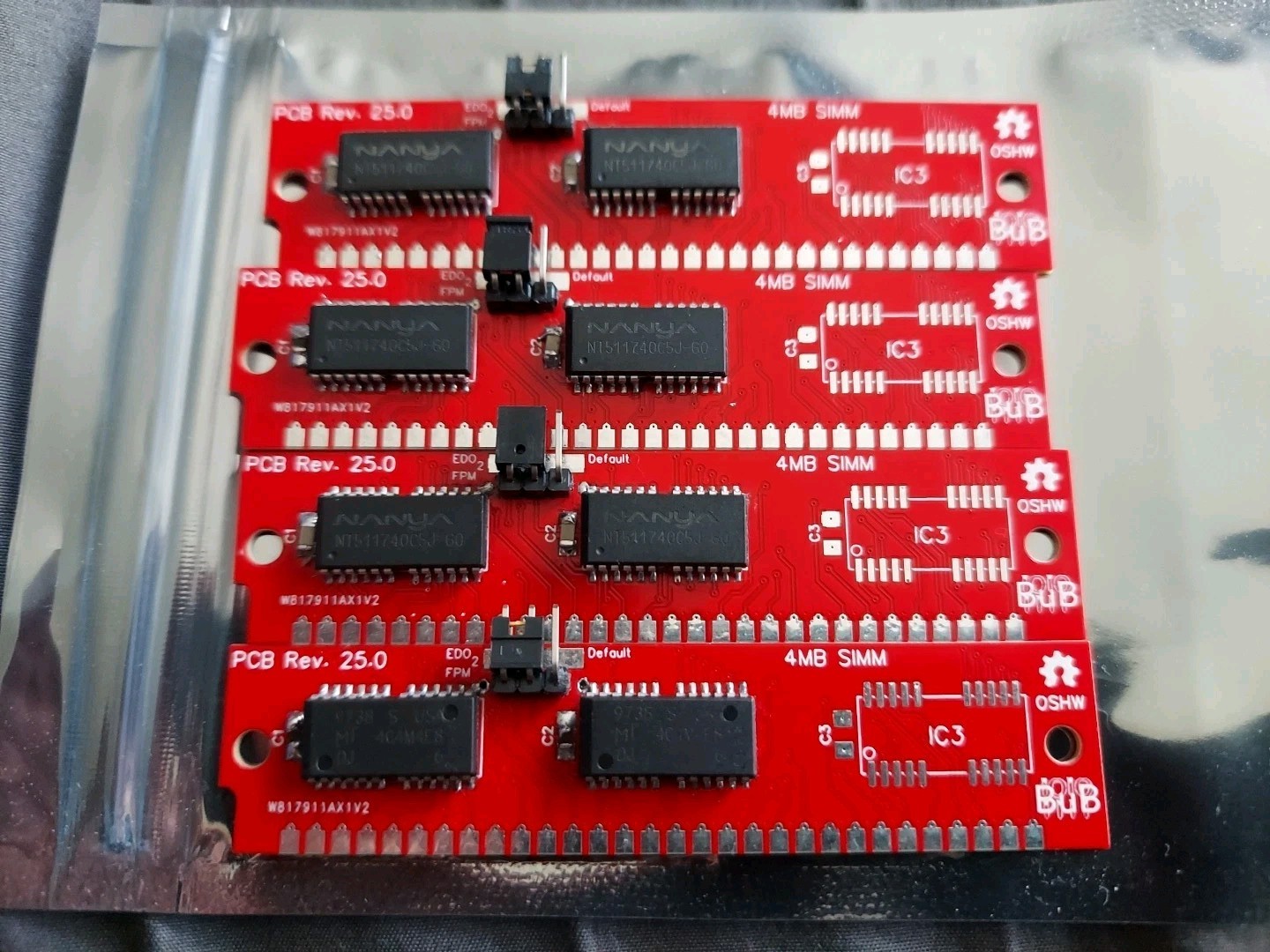 Fully Burn Tested Set Lot 4 x 4MB 30 Pin SIMM 60ns EDO OR FPM Memory 16MB Red