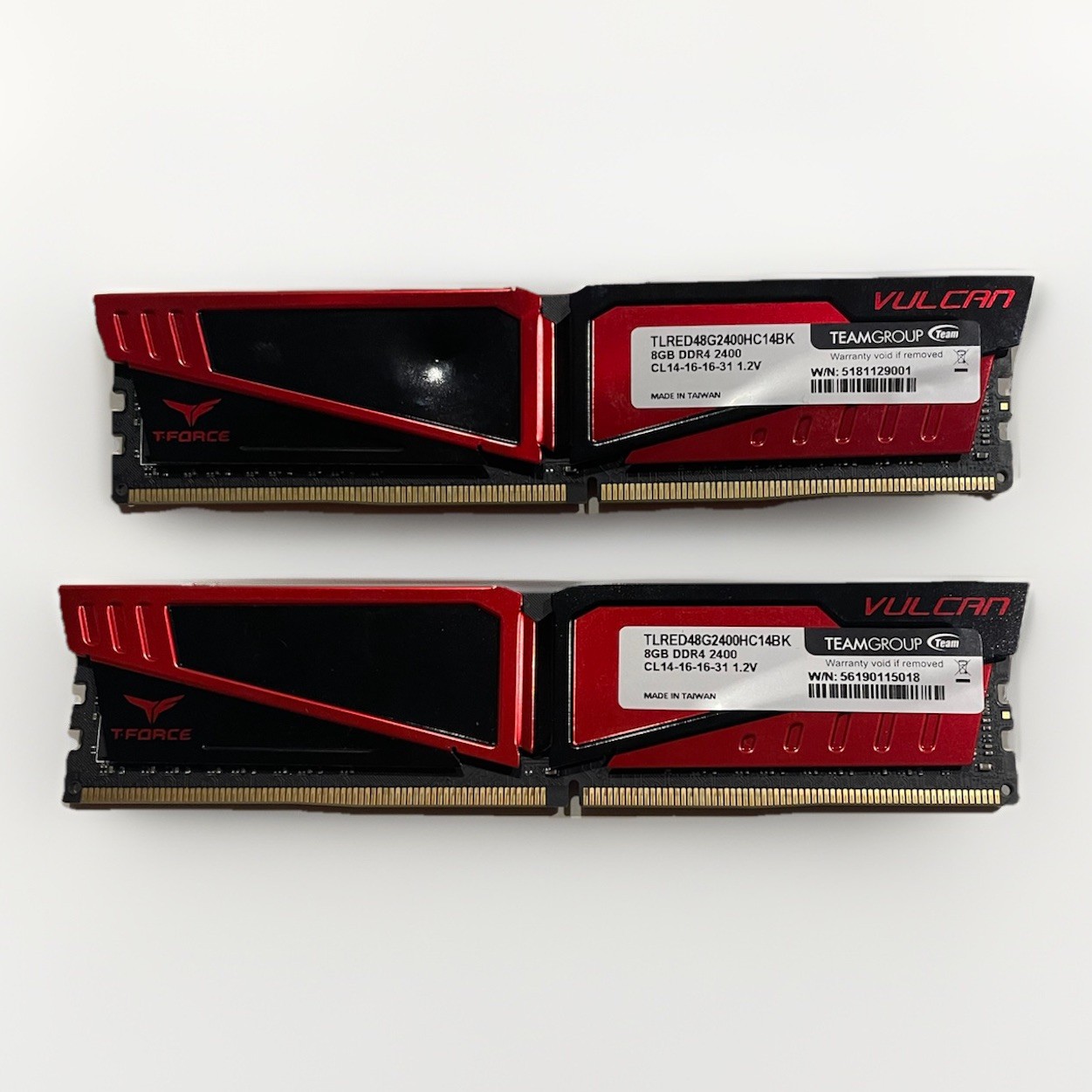 Team Group T-Force Vulcan DDR4 DIMM 16gb 8gb X2 2400MHz RAM Module Red 1.2v