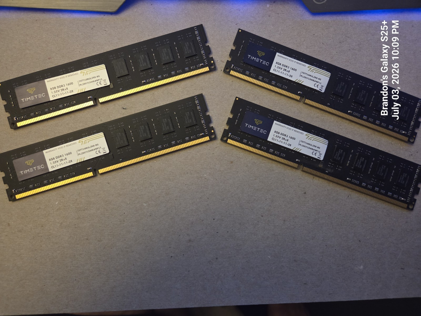 Timetec 32GB (4x8GB) DDR3-1600 PC3-12800 240-Pin DIMM 1.35V Non-ECC (TESTED)