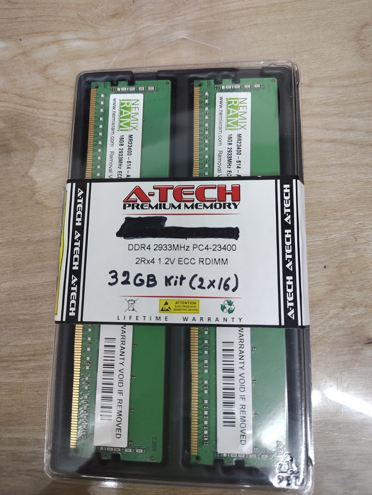 Nemix 32GB (2 x 16GB) MR23400-614 DDR4 2933MHZ CL21 ECC RDIMM Server RAM Kit