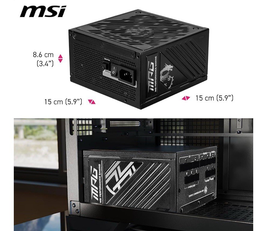 MSI MPG A1000GS PCIE5, Fully Modular Gaming 1000W Power Supply, 80+ Gold, Dual