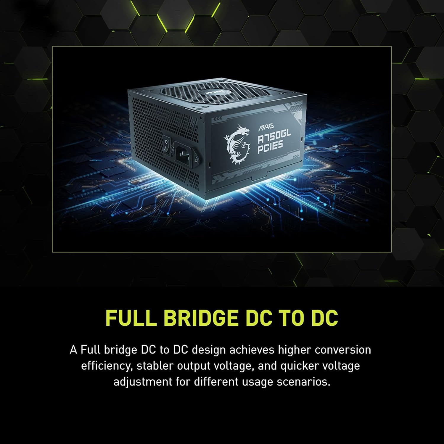 MSI MAG A750GL PCIE5, Fully Modular Compact Gaming 750W Power Supply, 80+ Gold,