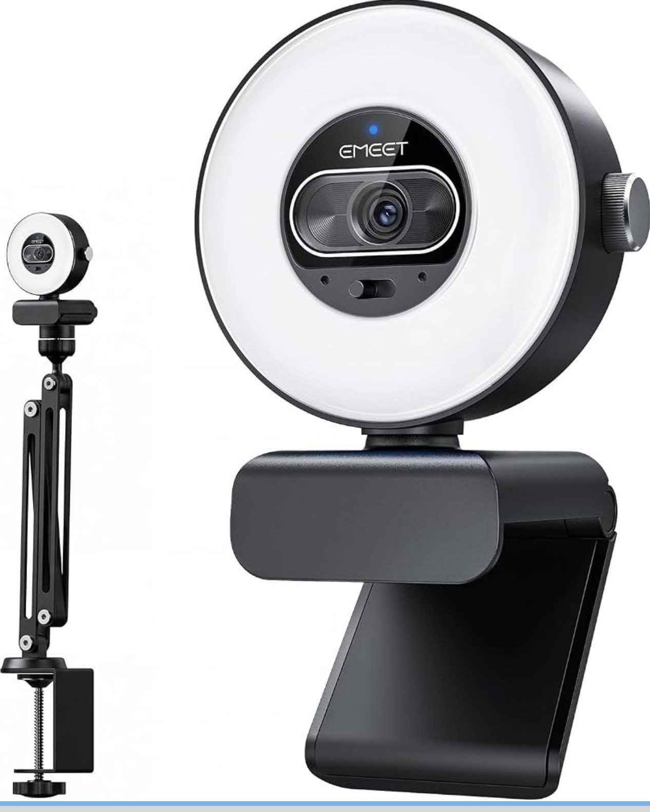 EMEET S600L 4K Webcam for Streaming with Ring Light, 4 Lighting Modes,