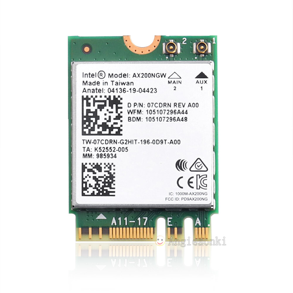 Intel WiFi 6 AX200NGW AC NGFF MU-MIMO BT5.0 Wireless Card 3000Mbps +2X Antenna