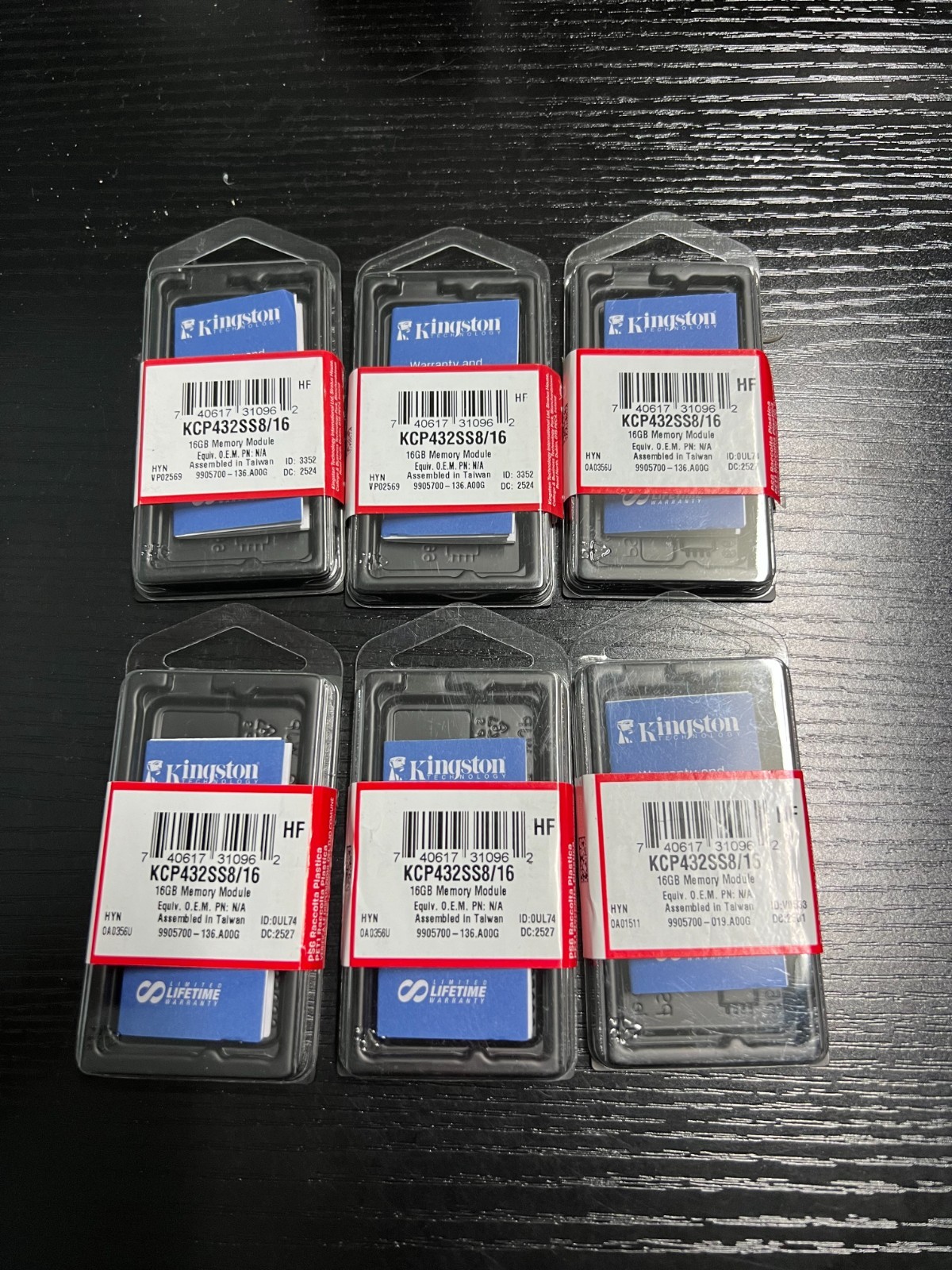 Used DDR4 Memory Case Clam Shell for Kingston KCP432SS8/16 Empty case, Lot of 6
