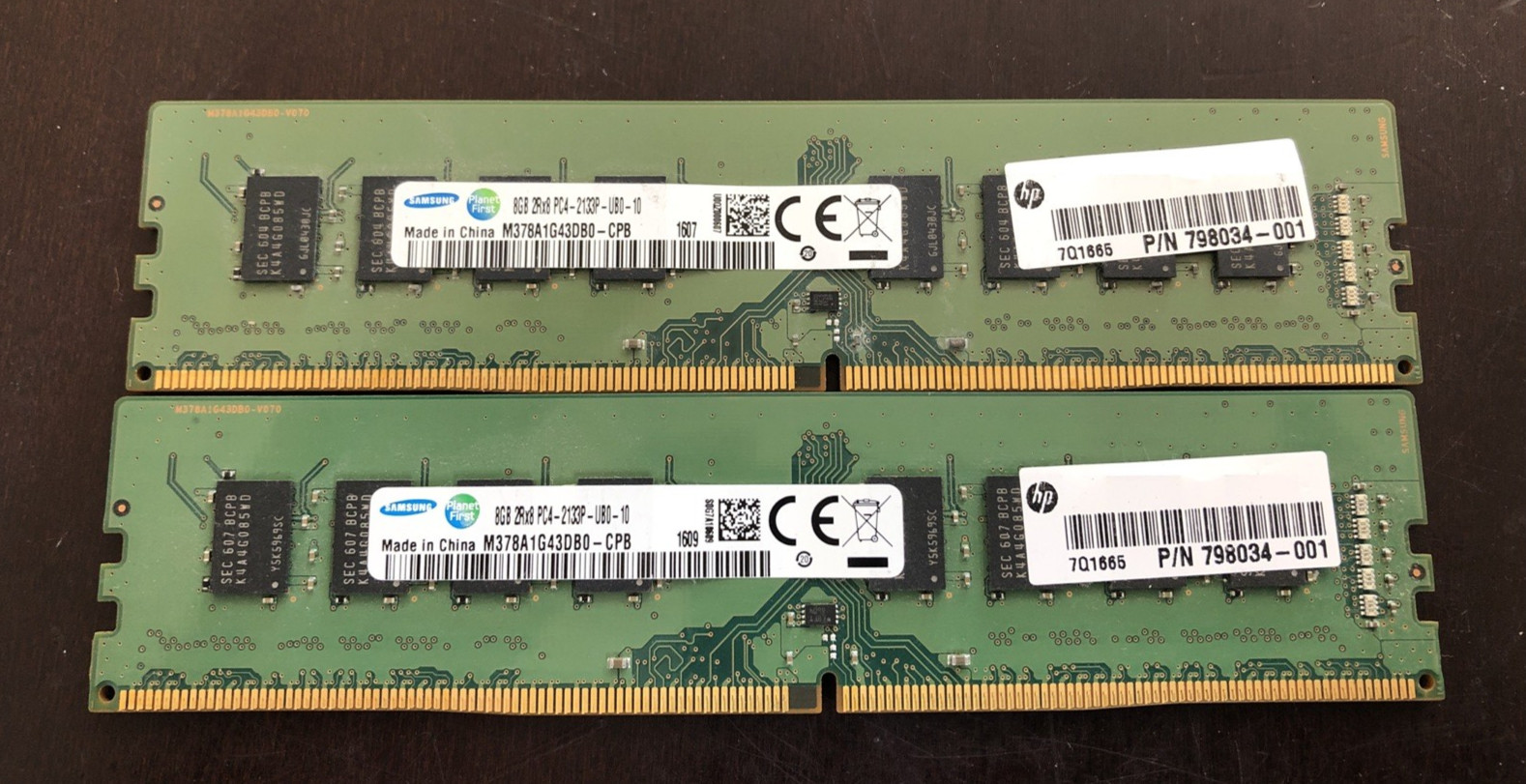 Lot of 2 — 16GB (2x8GB) Samsung 2Rx8 DDR4 PC4-2133P Desktop Memory RAM