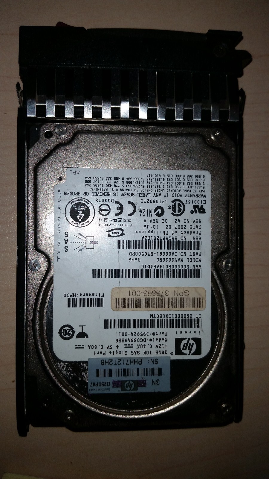 Lot of 5 HP DG036A9BB6 36 GB,Internal,10000 RPM,2.5″ (395924-001) Hard Drive