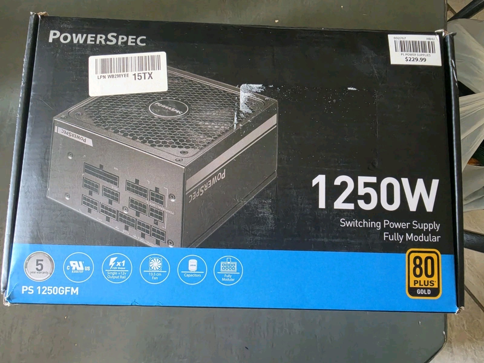 PowerSpec 1250W Fully Modular ATX 80 PLUS Gold Power Supply PS1250GFM PS1050GFM