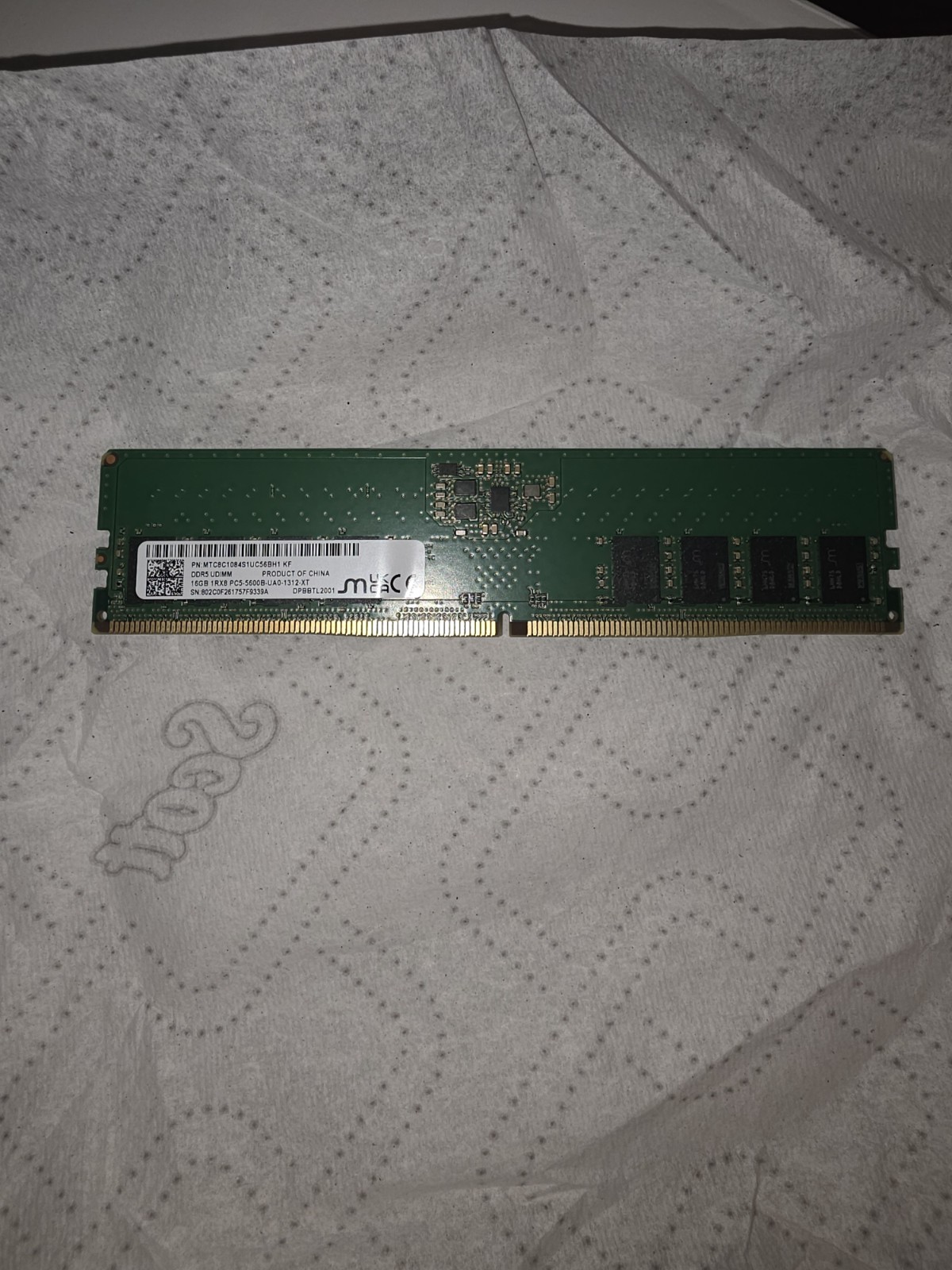 Micron 16GB DDR5 UDIMM 5600MHz 1Rx8 288-Pin Desktop RAM – MTC8C1084S1UC56BH1