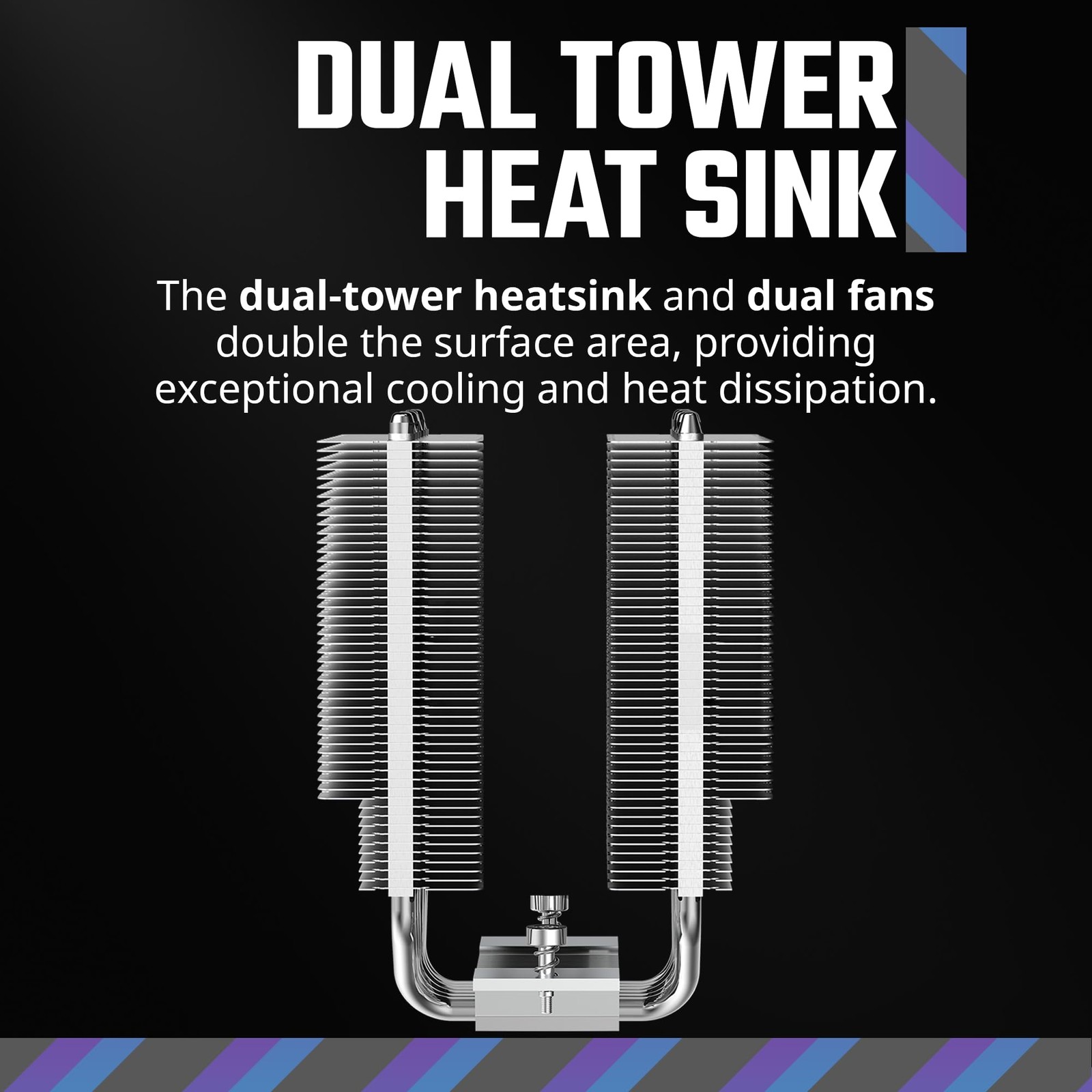 Cooler Master Hyper 620S Dual Tower CPU Air Cooler, ARGB Sync, 120mm PWM Fan -S