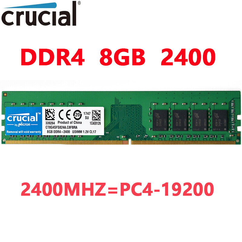 Crucial DDR4 8GB 2400Mhz PC4-19200 288pins Desktop Memory Dimm Ram 1X8GB