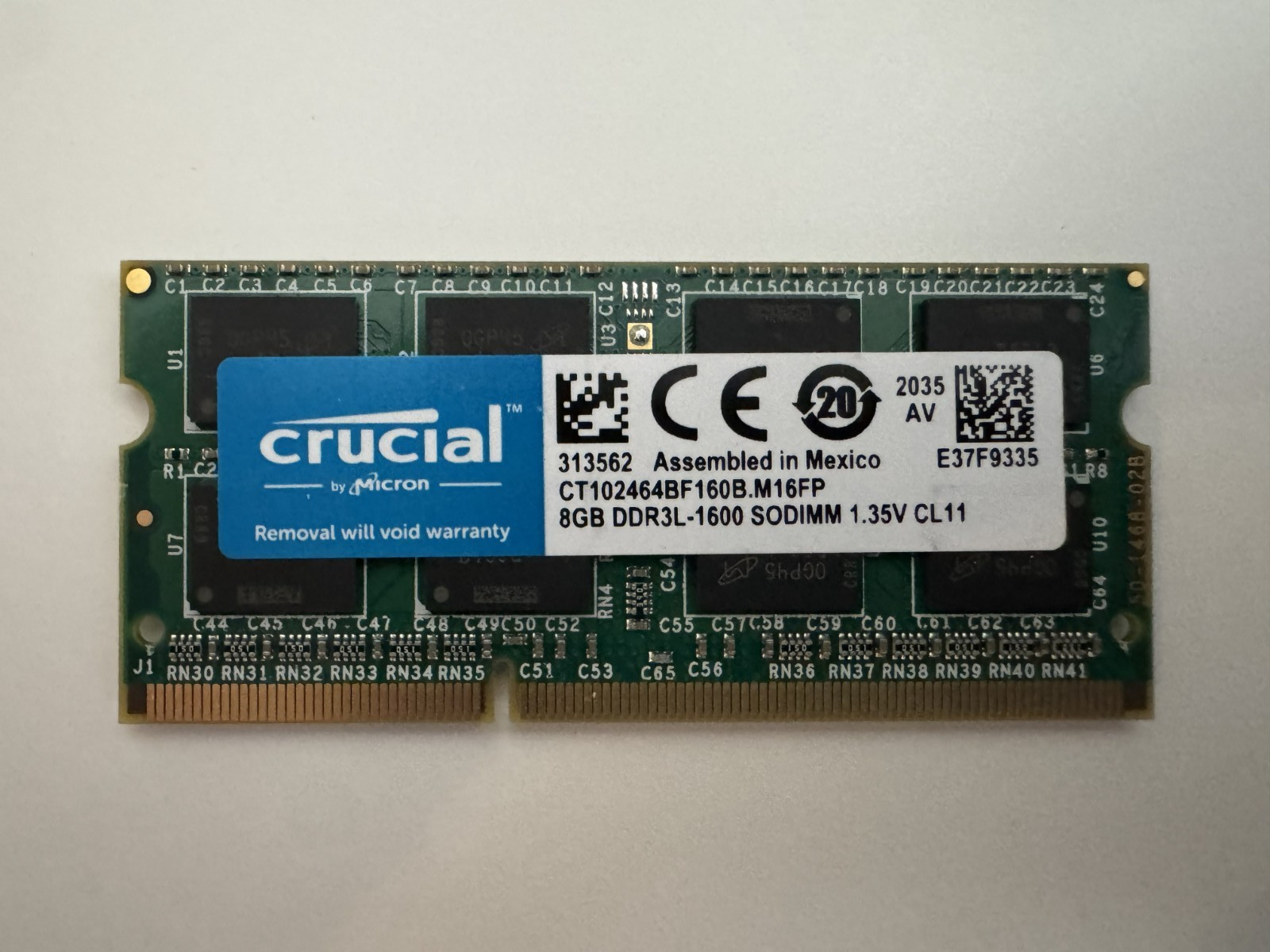 Crucial 8GB DDR3L-1600 SODIMM 1.35V CL11 CT102464BF160B.M16FP