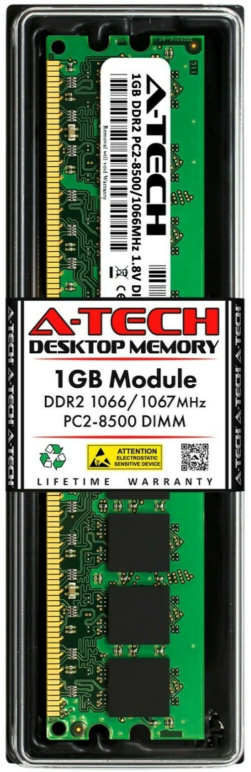 A-Tech 1GB PC2-8500 Desktop DDR2 1066 MHz DIMM 240-Pin Non-ECC Memory RAM 1x 1G