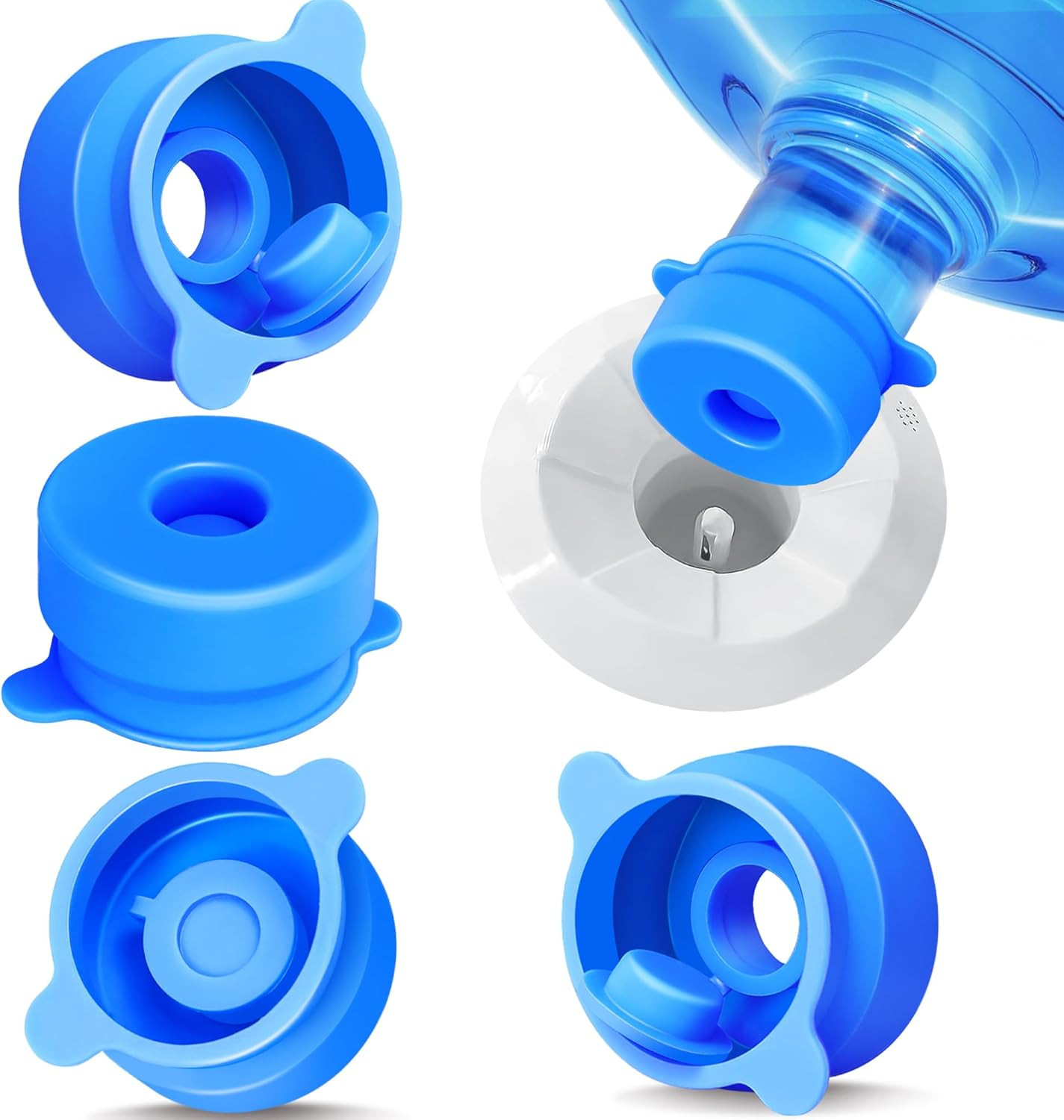 [4 PACK] 3 & 5 Gallon Water Jug Caps – 55Mm Silicone Reusable Replacement Lids f