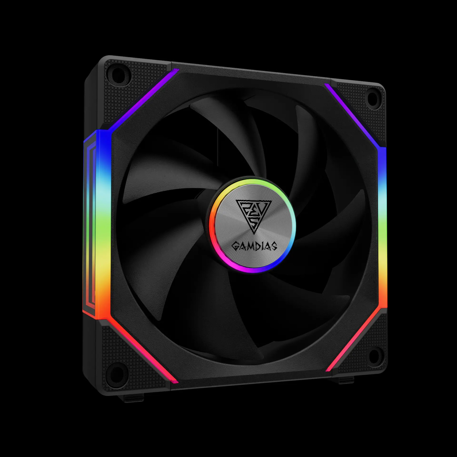 GAMDIAS ARGB Case Fan 120mm x1 and Reverse Blade x1, Hassle-Free Cable (Black)