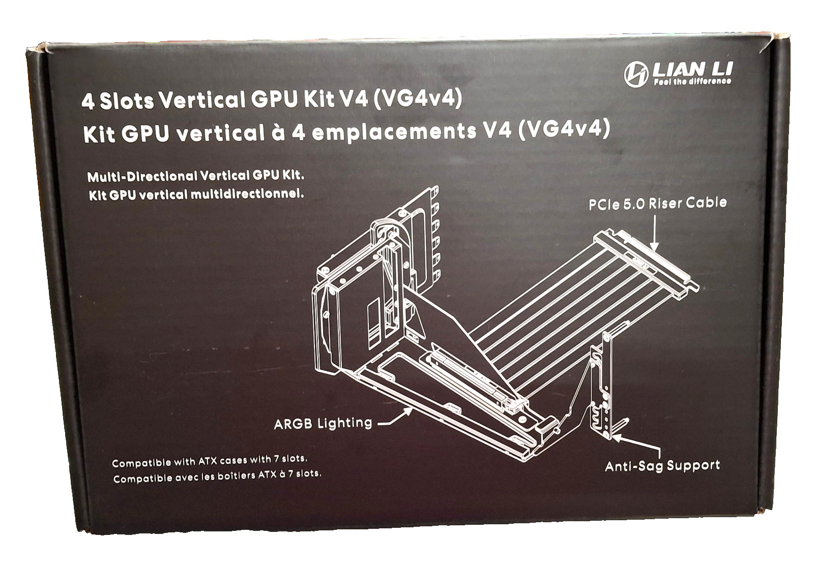Lian Li 4 Slots Vertical GPU Kit ATX PC Case, Adjustable Position, Fits Most PCS