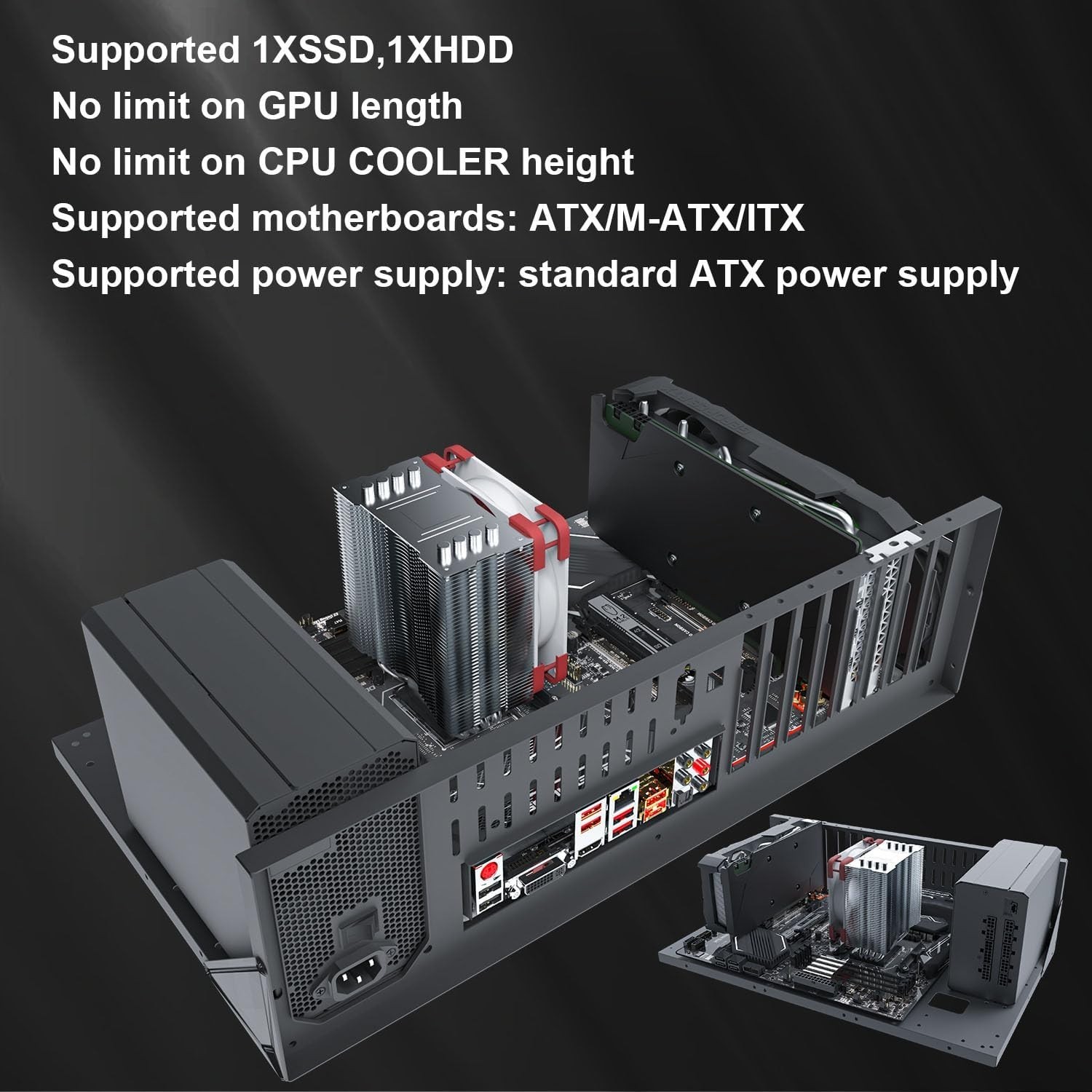 RGB Lighting Open Chassis for ATX/M-ATX/ITX Motherboards – Versatile and Durable