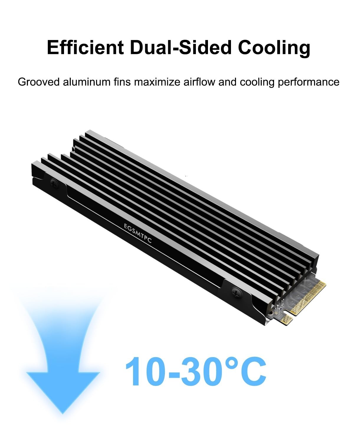 NVMe Heatsinks for M.2 2280mm SSD Double-Sided Cooling Design（Silver）