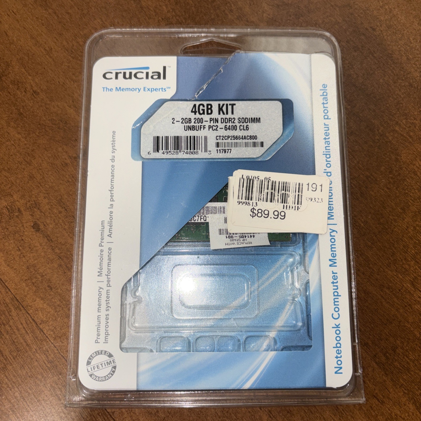 Crucial 4GB 2-2GB Kit DDR2 SODIMM PC2-6400 800MHz LAPTOP MEMORY Ram 200Pin NEW