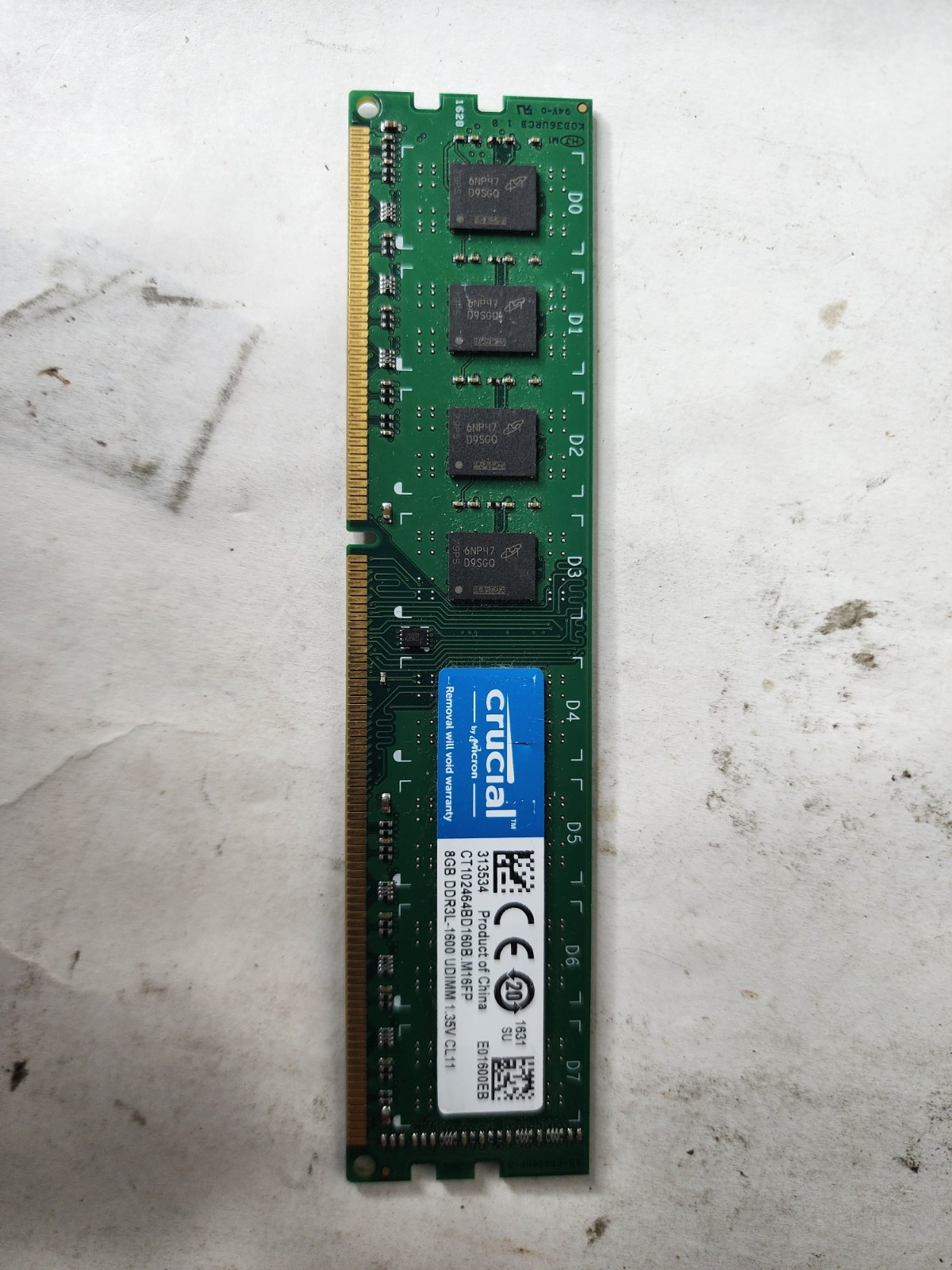 Micron Crucial 8gb 1x8gb CT102464BD160B.M16FN | 8GB DDR3L-1600 UDIMM CL11