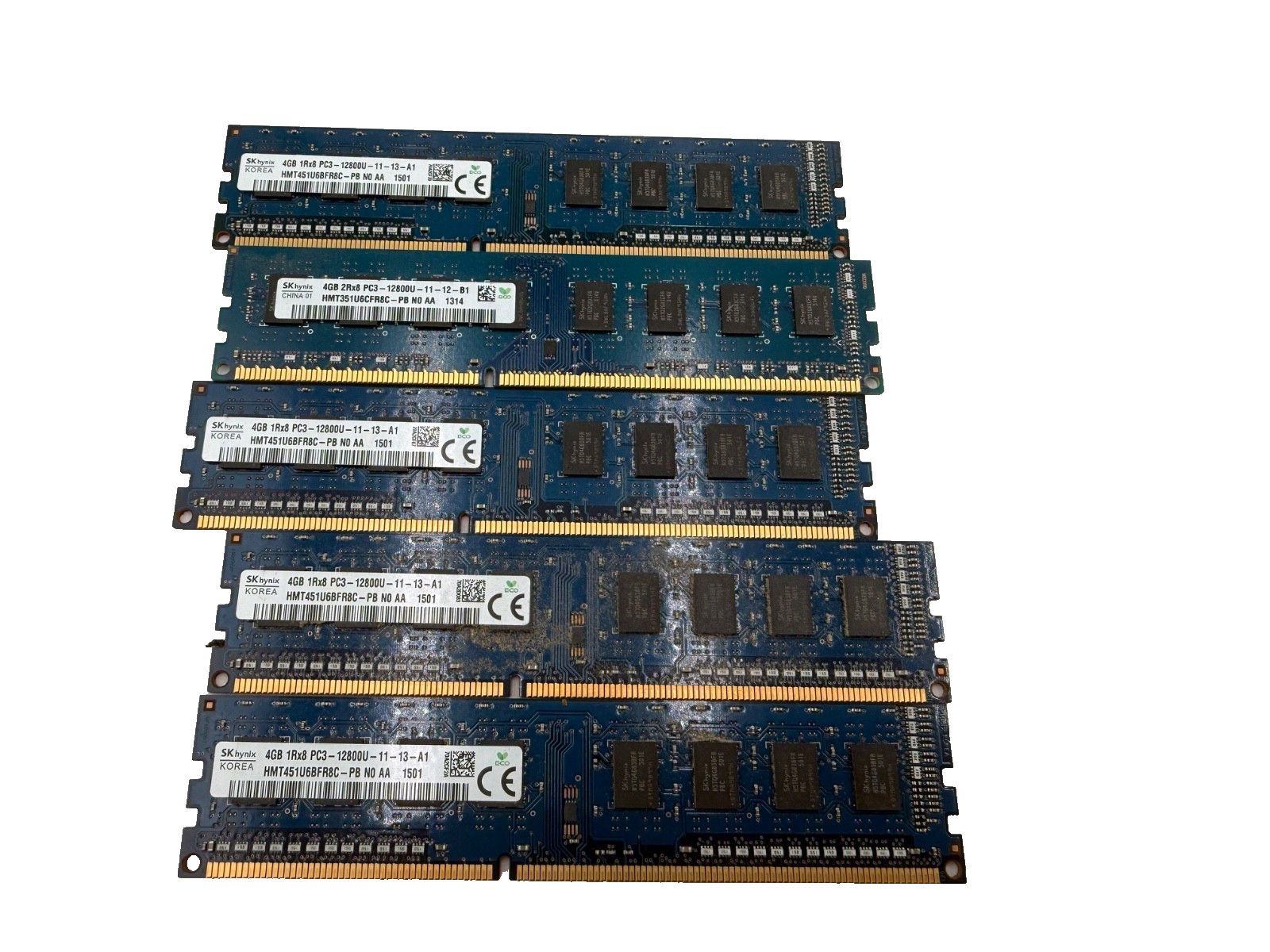 LOT OF 5- SK Hynix 4GB 1Rx8 PC3 12800U-5x4GB=20 GB Total #HMT351U6CFR8C-PB NO AA