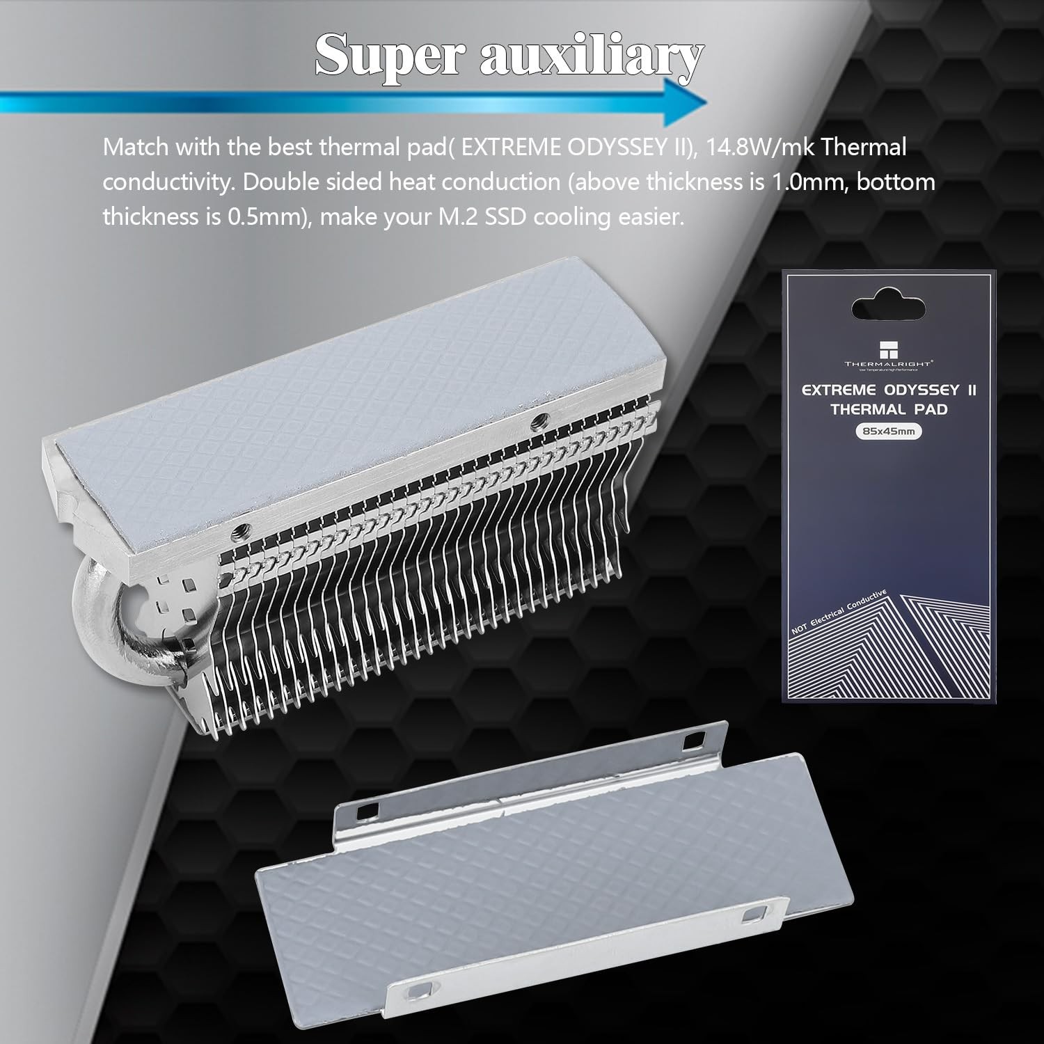 M.2 SSD Heatsink Aluminum Double-Sided with Heat Pipe and Silicone Pad for Co…