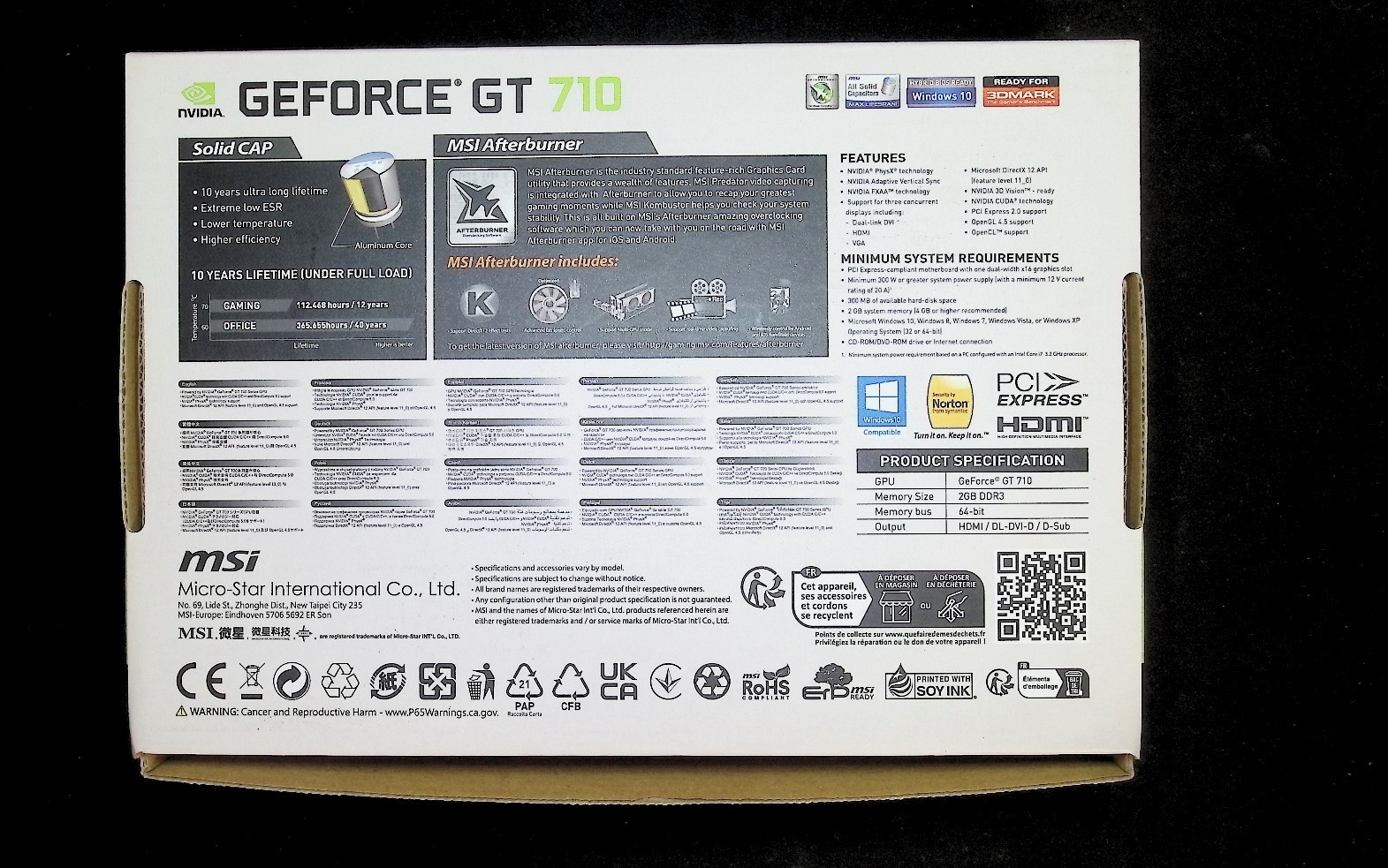 NIB MSI NVIDIA GeForce GT 710 2GB GDDR3 Graphics Card (GT 710 2GD3H LP)