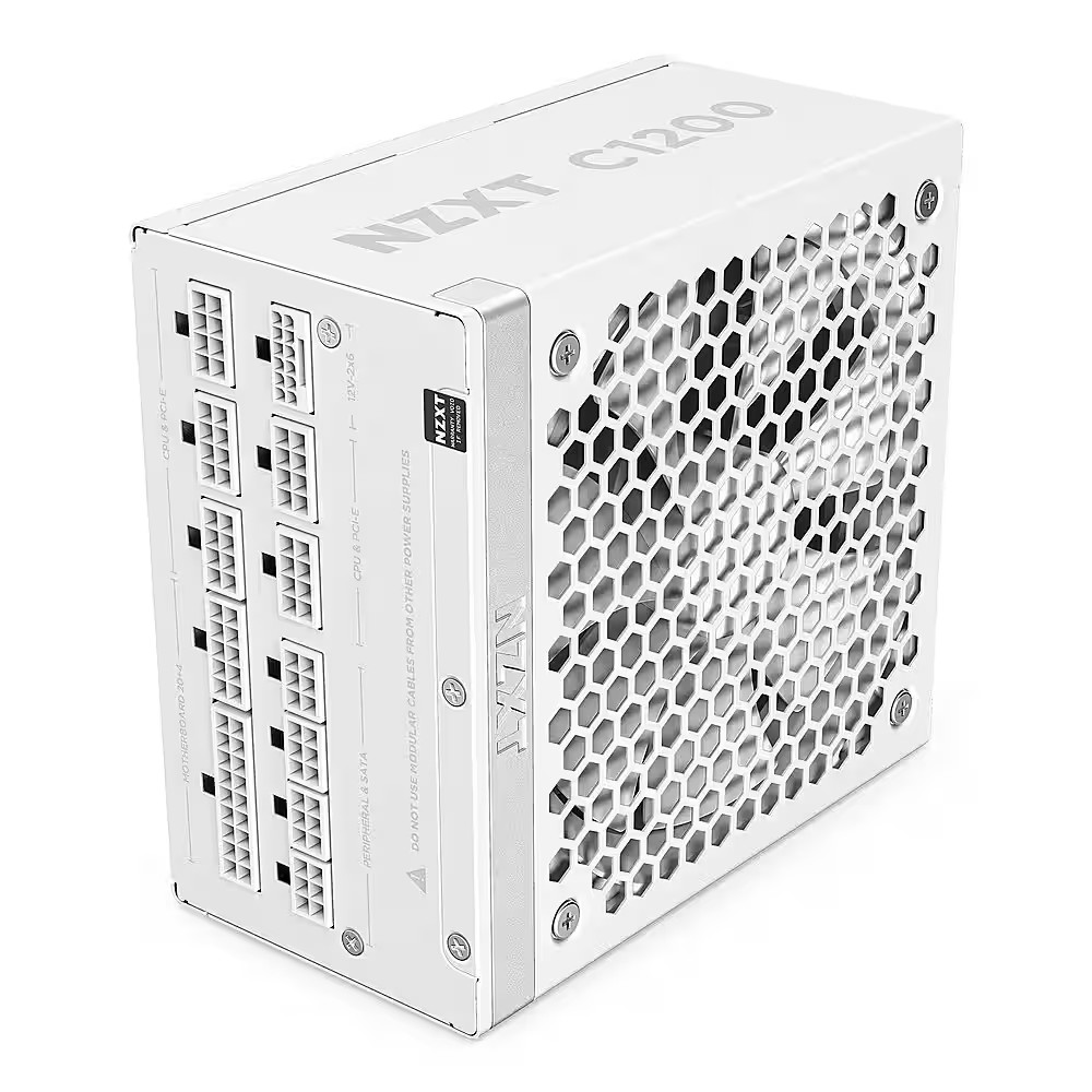 NZXT – C 1200W ATX 3.1 80 Plus Gold Fully Modular Power Supply – White