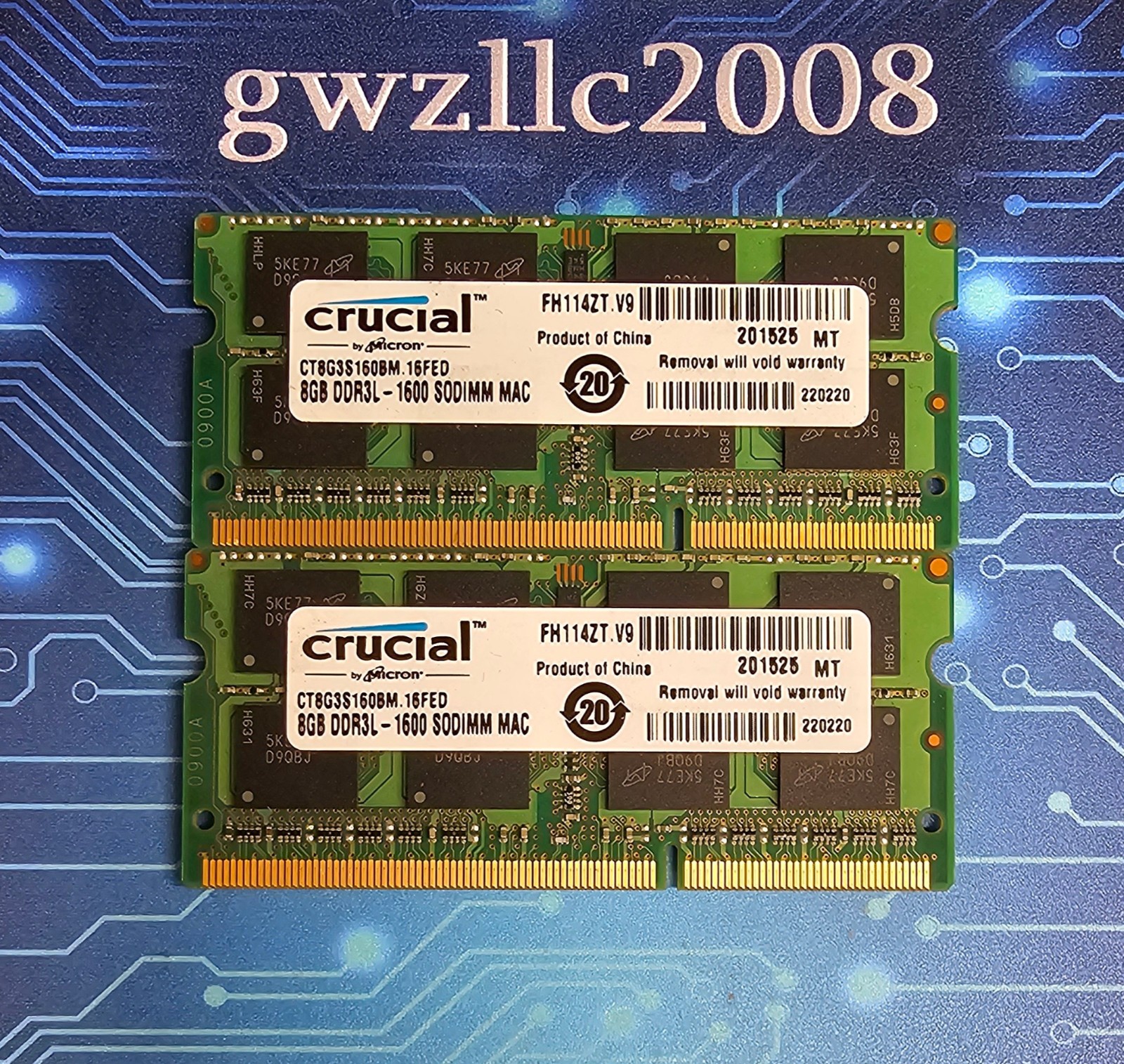 16GB (2x8GB) PC3L-12800s DDR3-1600MHz 2Rx8 Non-ECC Crucial CT8G3S160BM.16FED