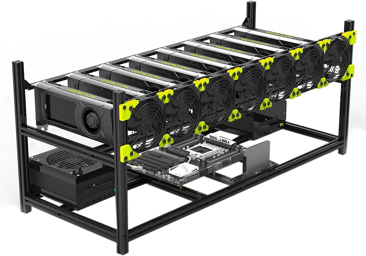 Veddha 8-GPU Mining Case Aluminum Stackable Mining Rig Open Air Frame Case