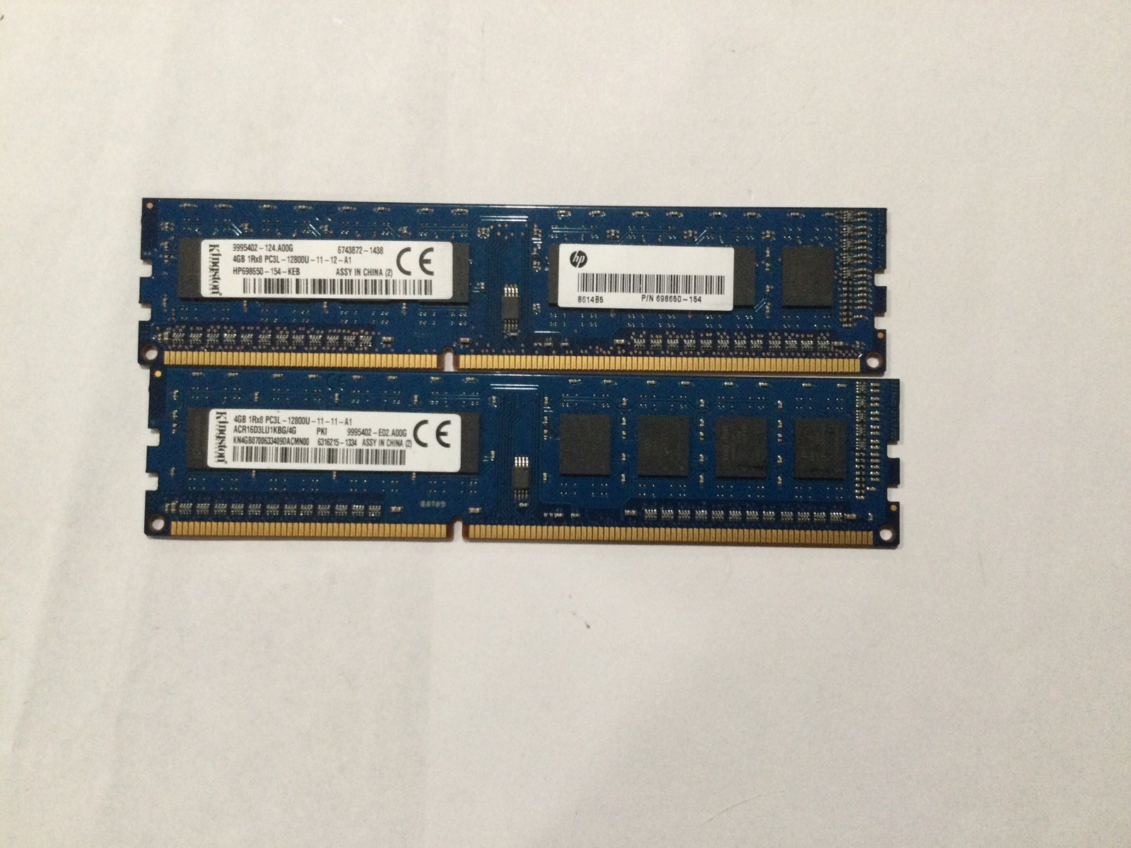 Kingston 8GB 2x4G 1RX8 PC3L-12800U DDR3-1600 None ECC Unregst Desktop DIMM RAM