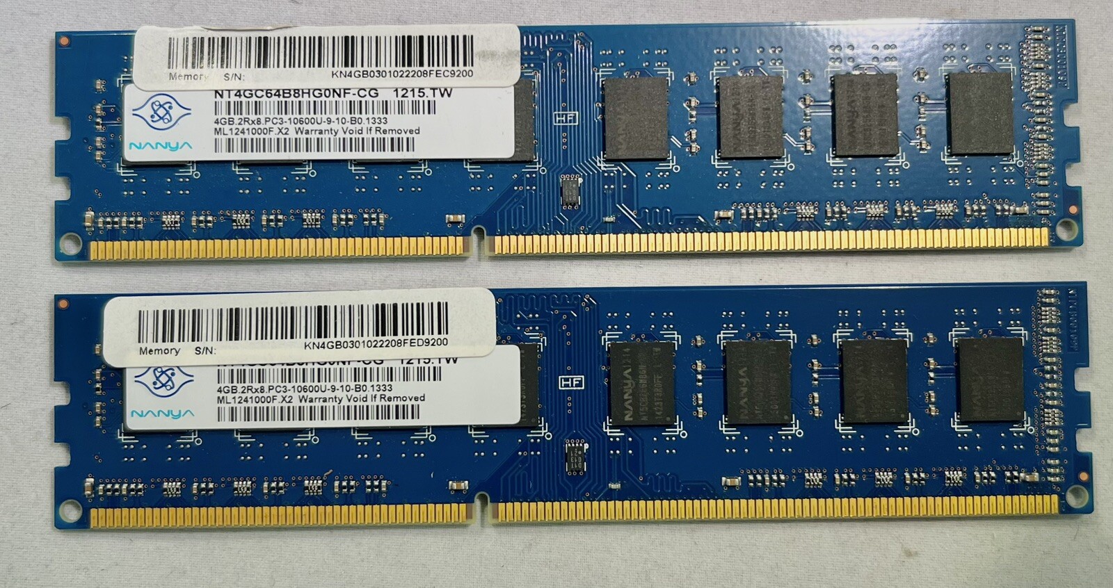 Nanya 8HB, 2 X 4GB NT4GC64B8HG0NF-CG 4GB x 2, PC3 Ram, DIMM, DDR3 (#219)