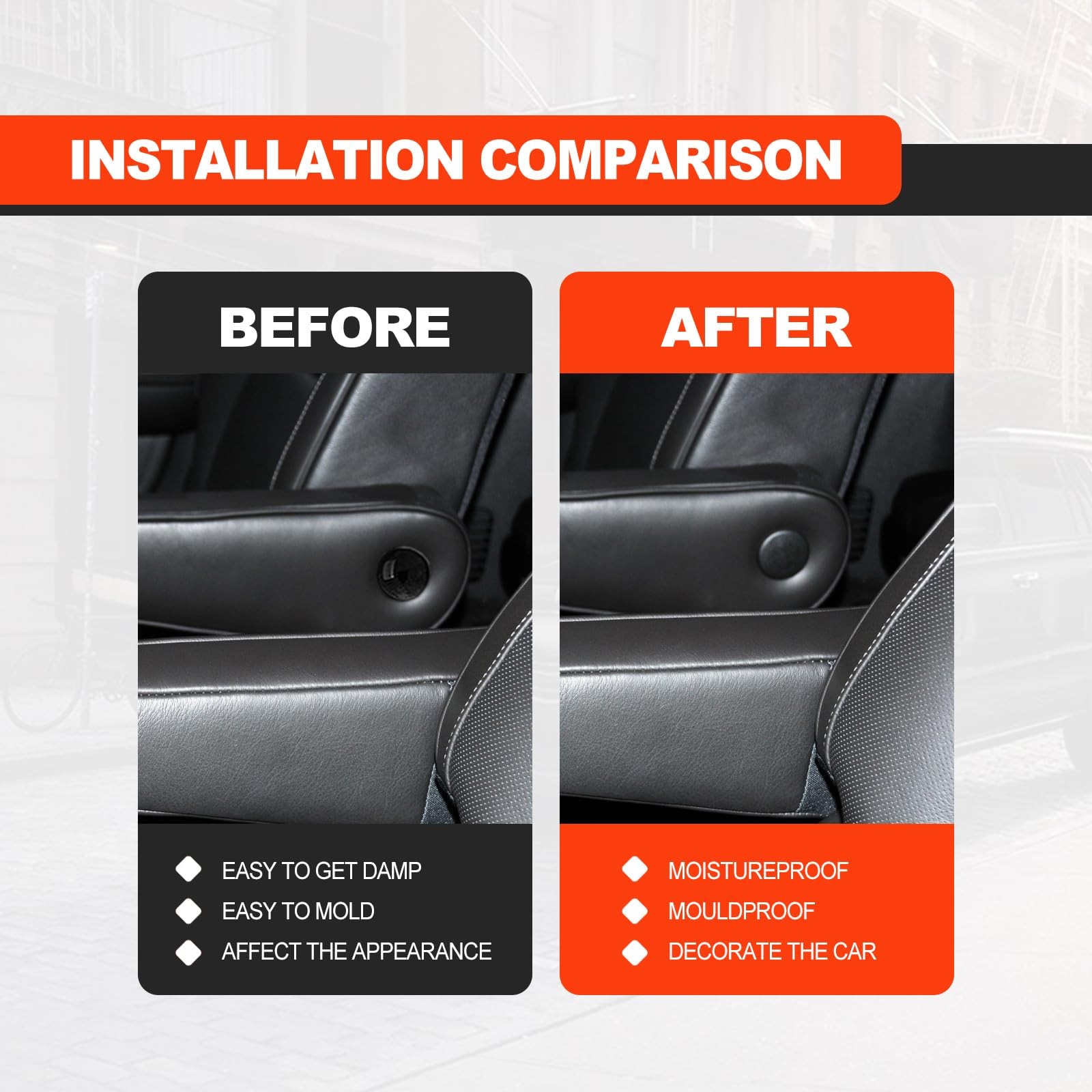 2pcs Armrest Cap Cover Compatible with 07-19 Tahoe Suburban Yukon black