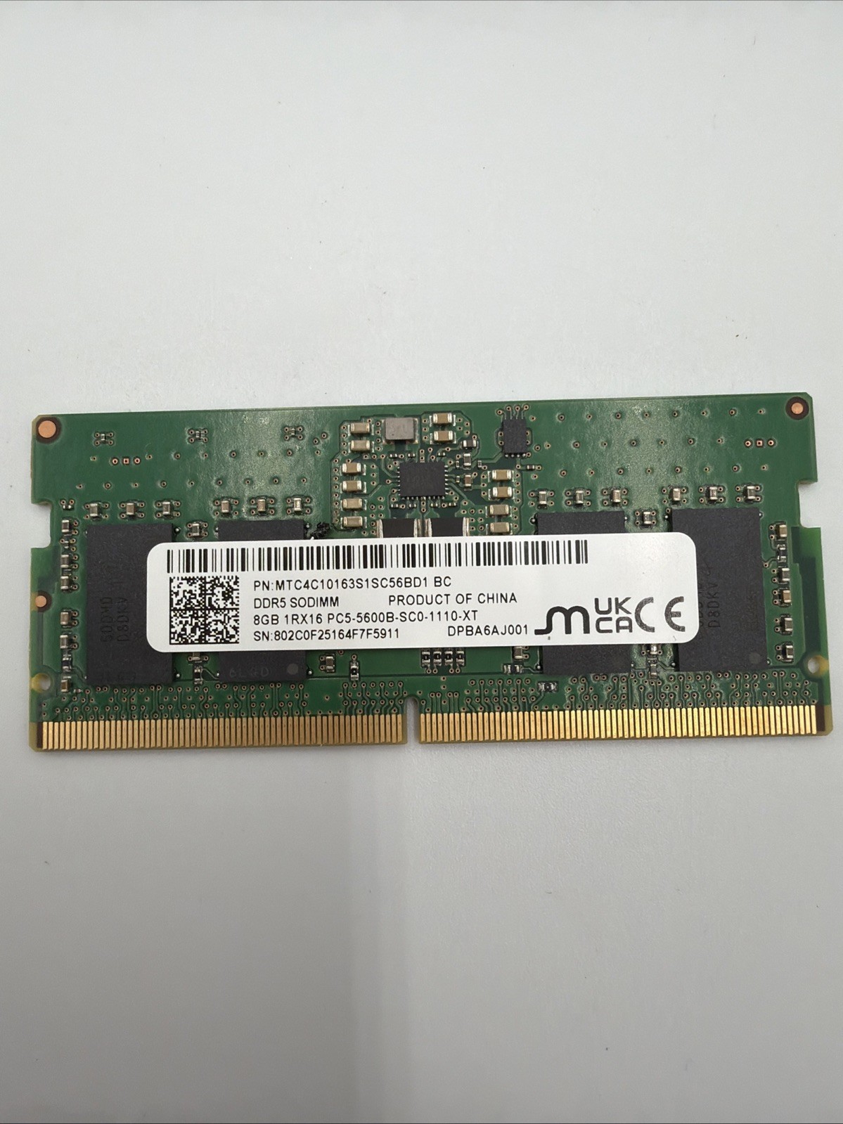 8GB DDR5 1Rx16 PC5-5600B MICRON RAM MEMORY MTC4C10163S1SC56BD1