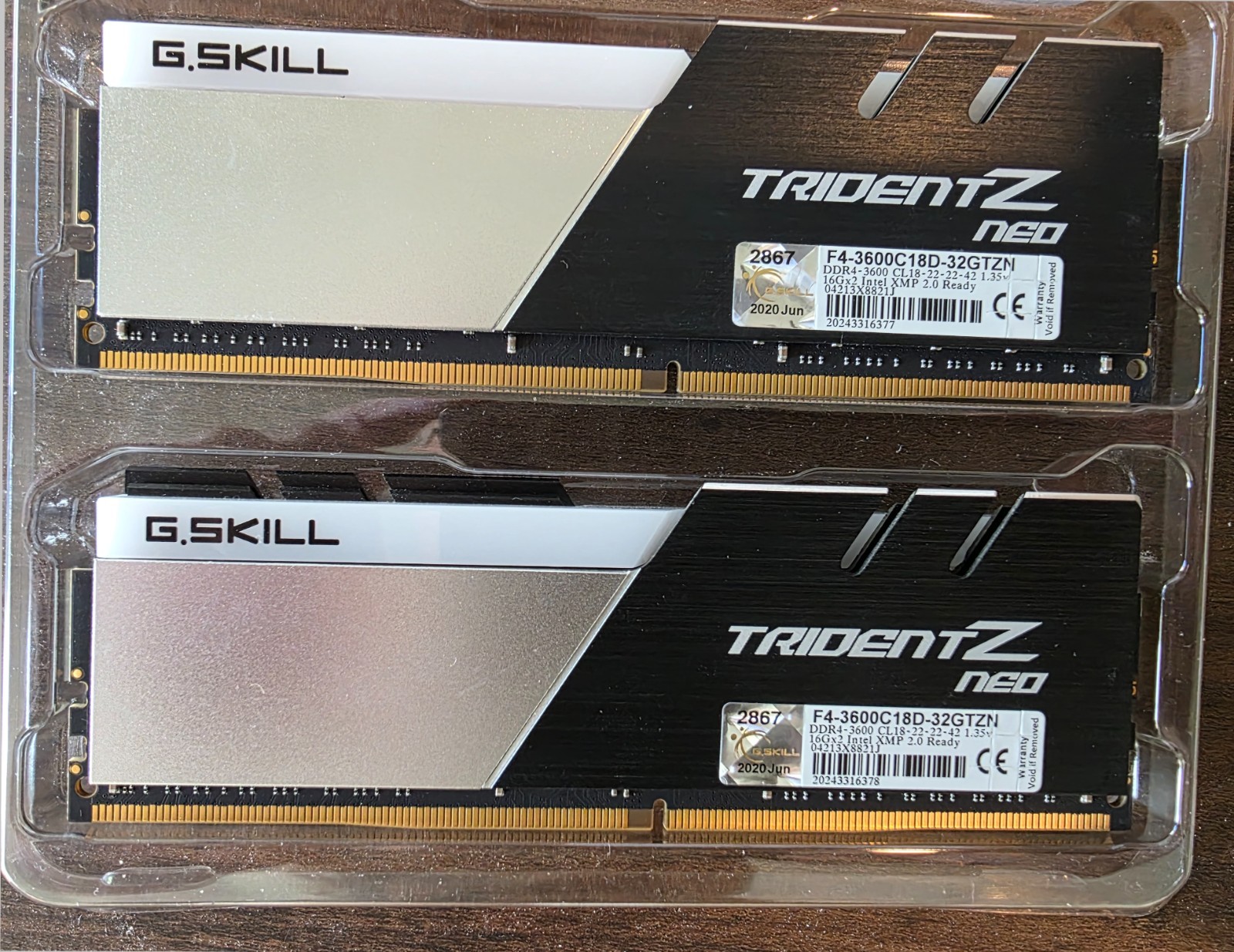 G. SKILL TRIDENT Z NEO 32GB (2X16) MEMORY KIT F4-3600C18D-32GTZN CL18-22-22-42