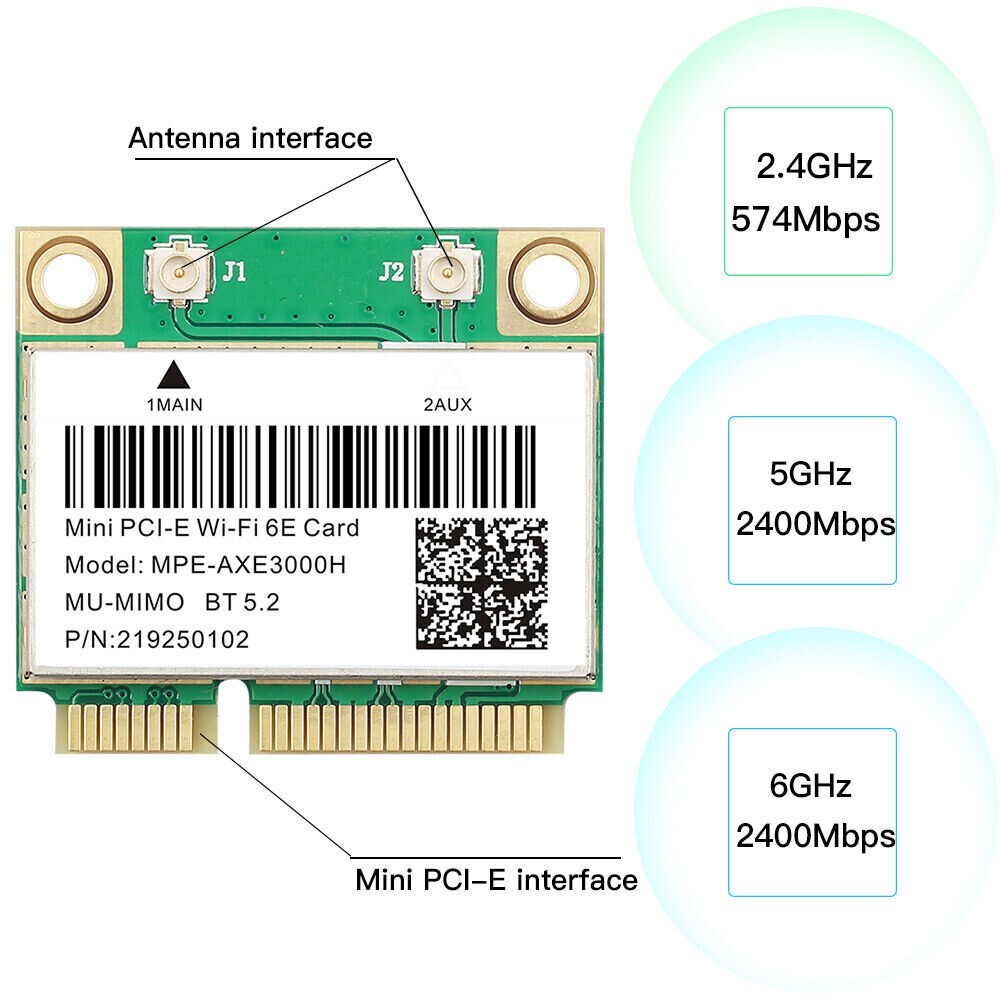 WiFi 6E Wireless Card Mini PCI-E MPE-AXE3000H Tri-Band 802.11AX BT5.2 PC Adapter