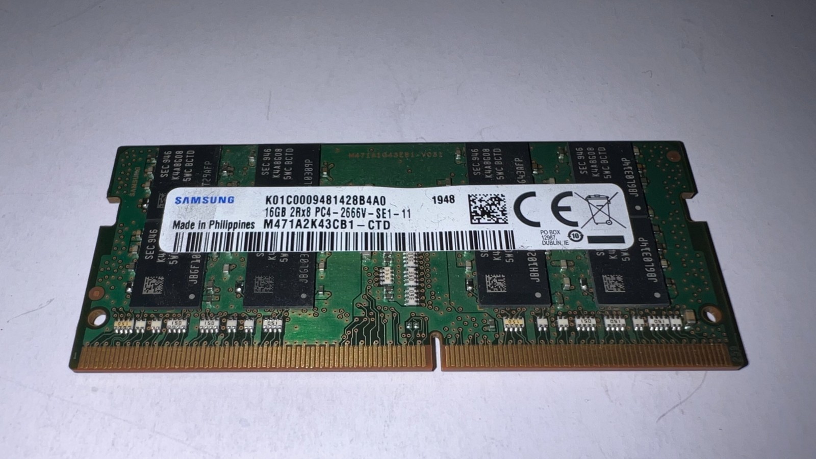 Samsung 16GB DDR4 Laptop RAM PC4-2666V SODIMM Memory Module M471A2K43DB1-CTD