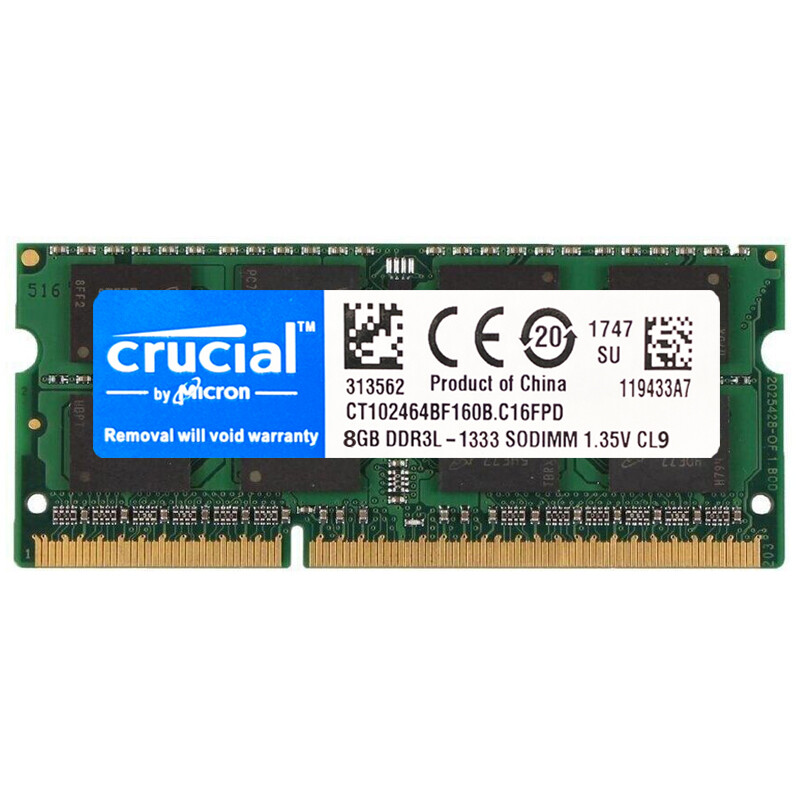 CRUCIAL DDR3L DDR3 1333Mhz 16GB 8GB 4GB 2Rx8 PC3-10600S SODIMM Laptop Memory RAM