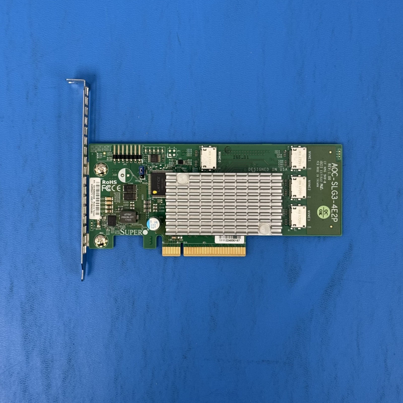Genuine SuperMicro AOC-SLG3-4E2P 4-Port Gen-3 Internal NVMe Host Bus Adapter