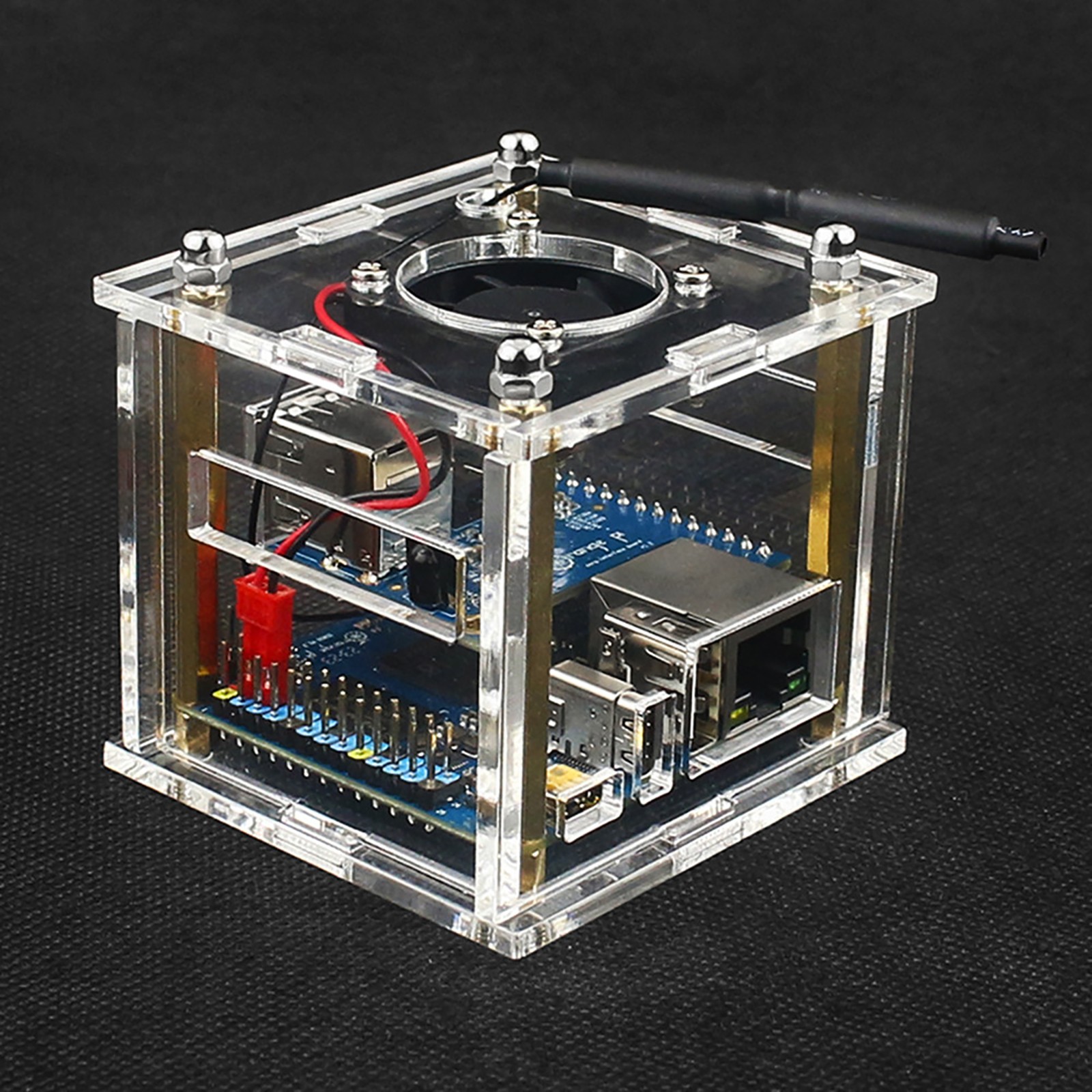 Acrylic Enclosure Clear Shell Case Kit W/ Cooling Fan For Orange Pi Zero 3 Parts