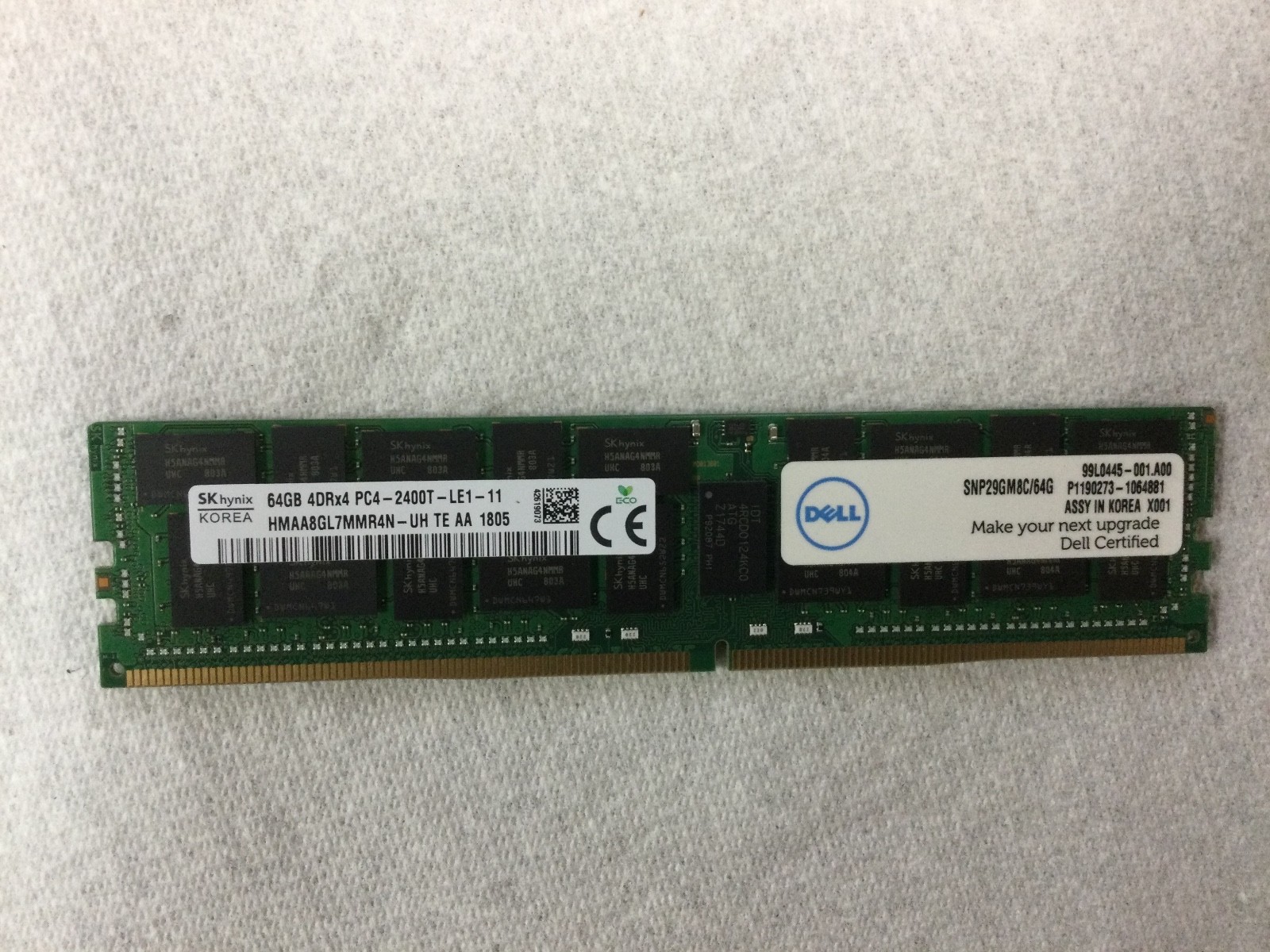 64GB PC419200 ECC LRDIMM 4DRx4 DDR4 2400MHz SK Hynix Part HMAA8GL7MMR4N G2U