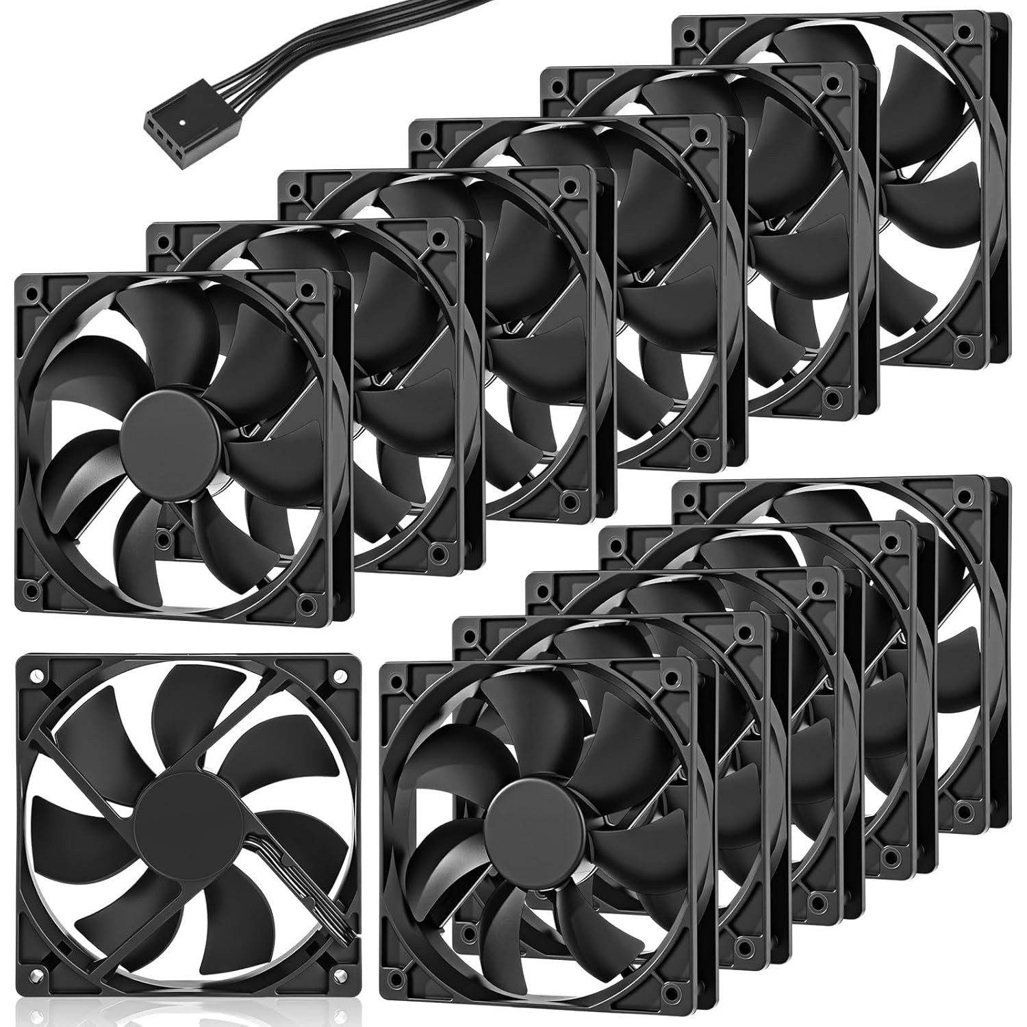 12 Pack 120 mm Computer Case Fans 3000 RPM High Performance Cooling 3 Pin 12v…