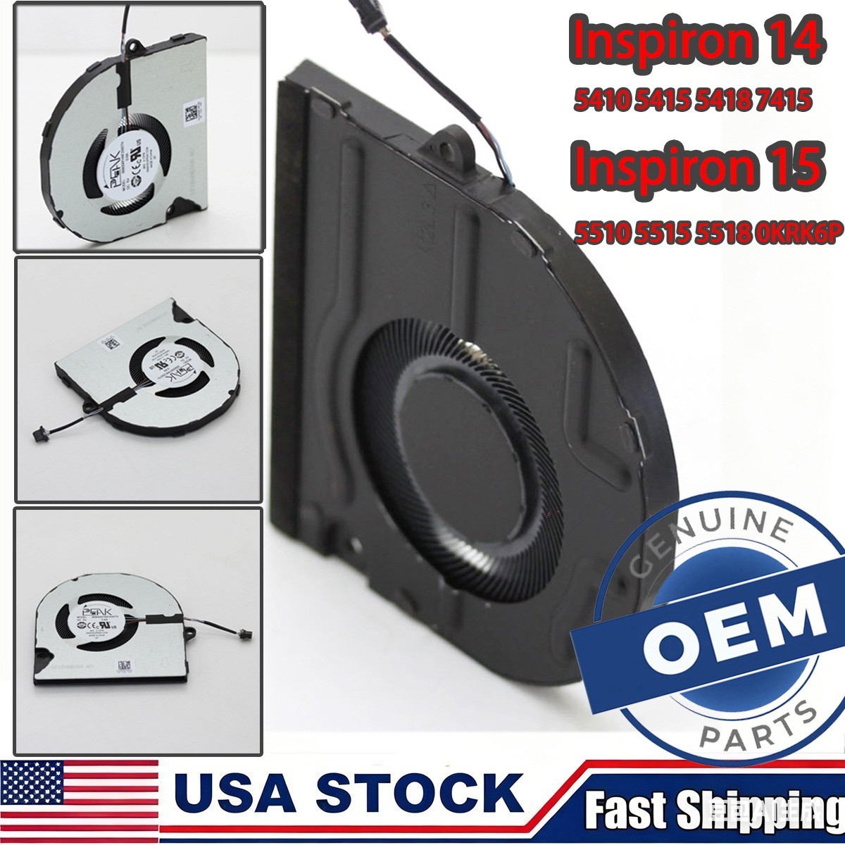 CPU Cooling Fan fit DELL Inspiron 14 5410 5415 7400 7415 0KRK6P 15 5510 5515 18