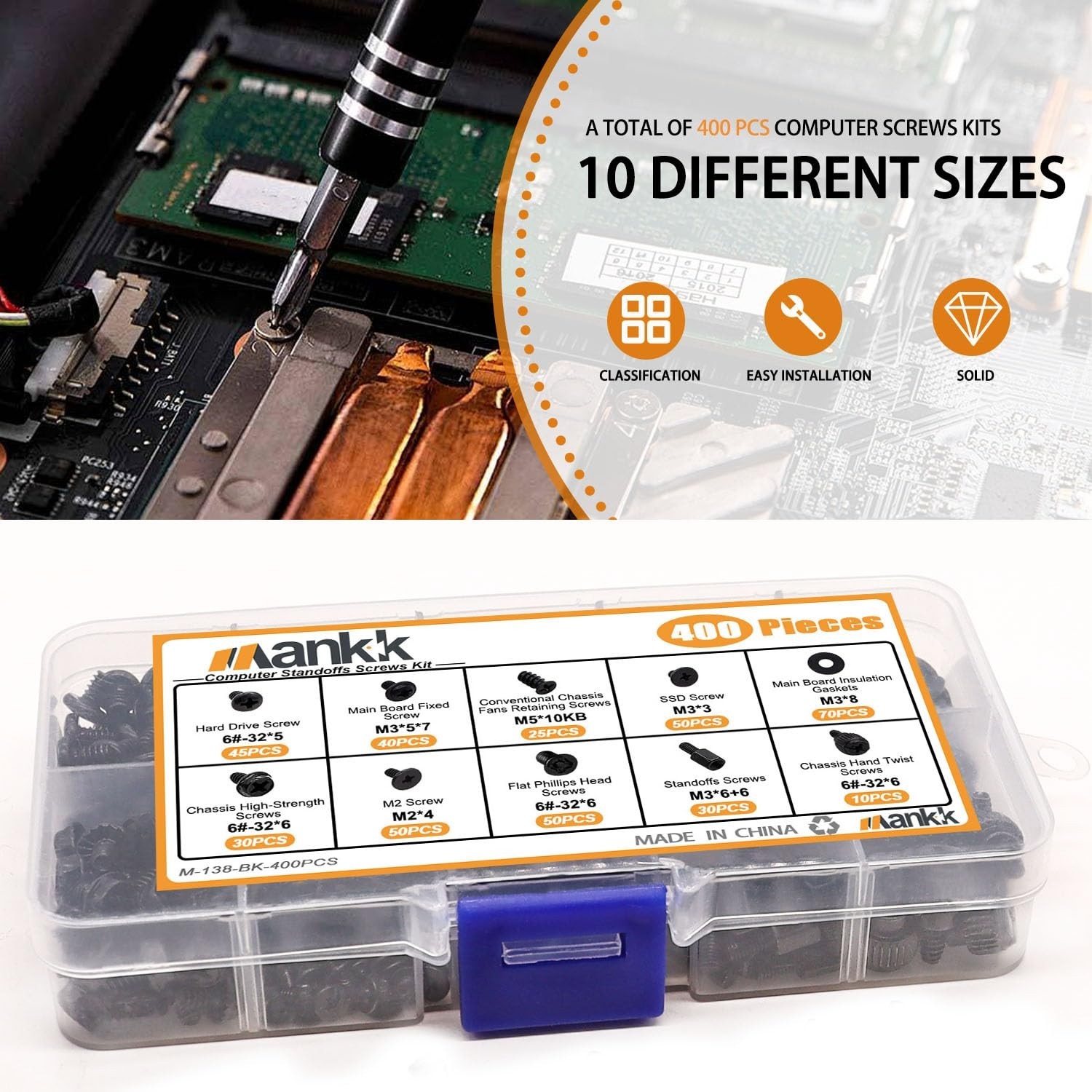 Computer Screws Motherboard Standoffs, PC Case, Fan, SSD, CD-ROM Screws for D…