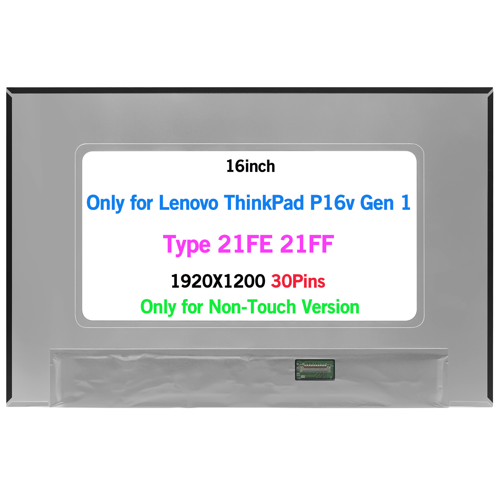 16″ LCD Non-Touch Screen 1920X1200 for Lenovo ThinkPad P16v Gen 1 Type 21FE 21FF