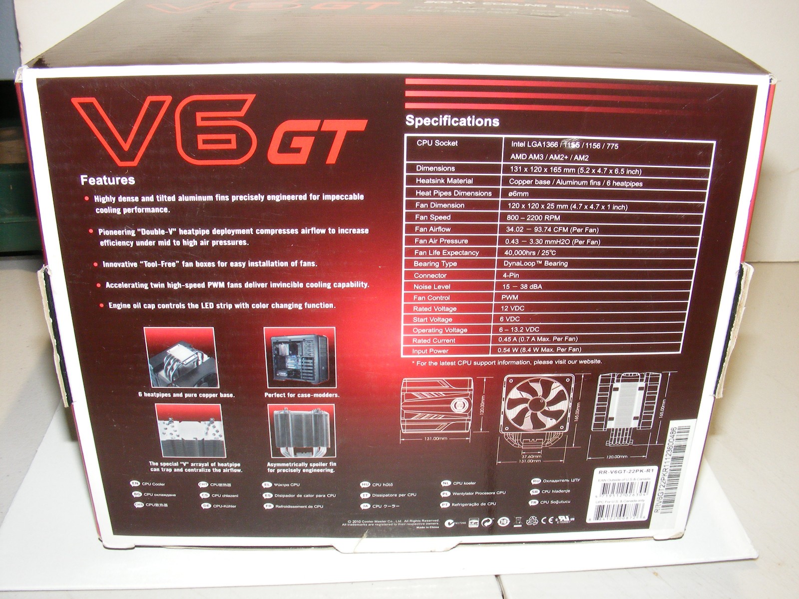 NEW SEALED VINTAGE COOLER MASTER V6 GT CPU MUSCLE COOLER DUAL 120 FANS 6 PIPES